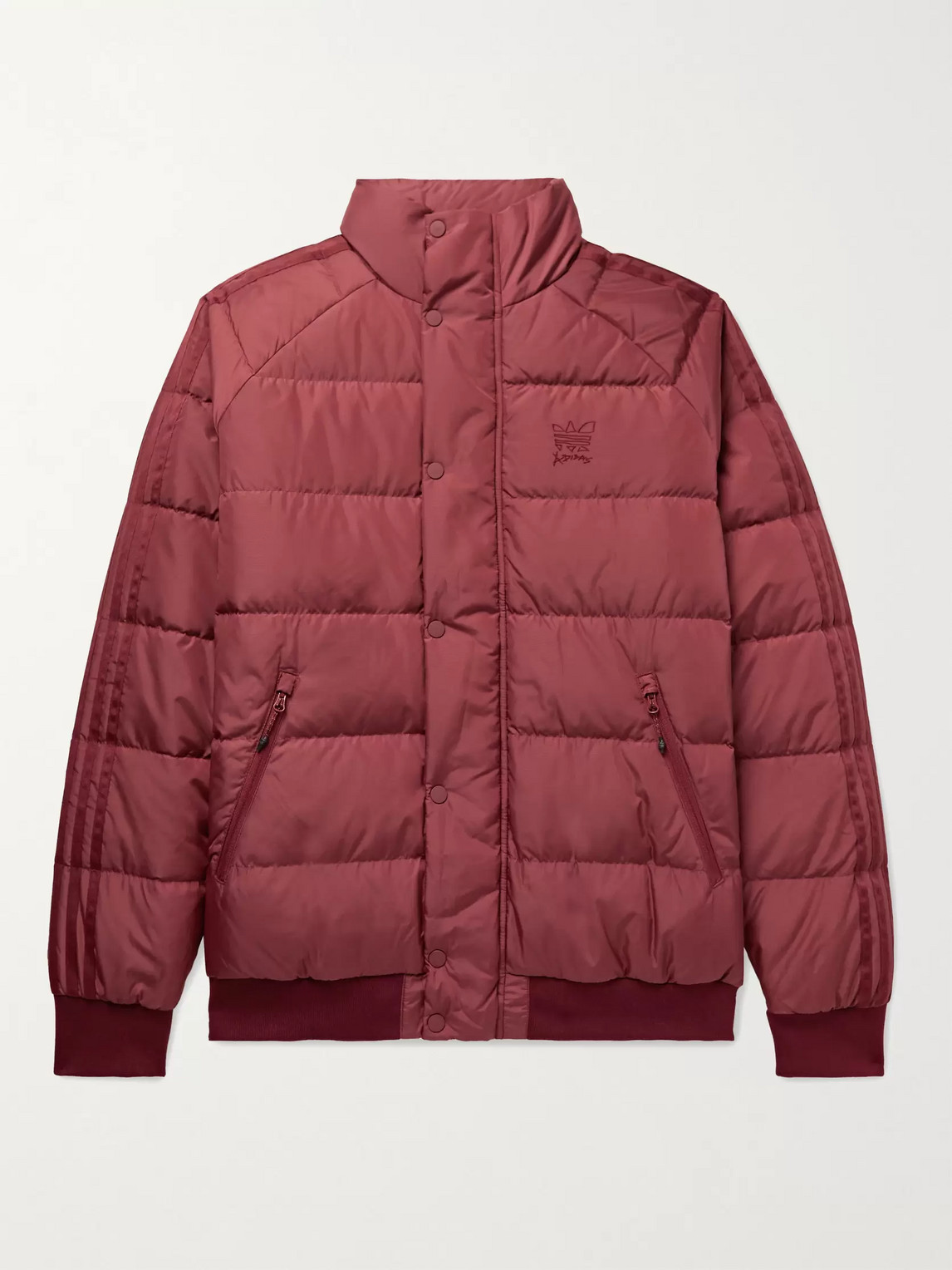 Adidas Consortium Jonah Hill Logo-embroidered Quilted Ripstop Down Jacket In Burgundy