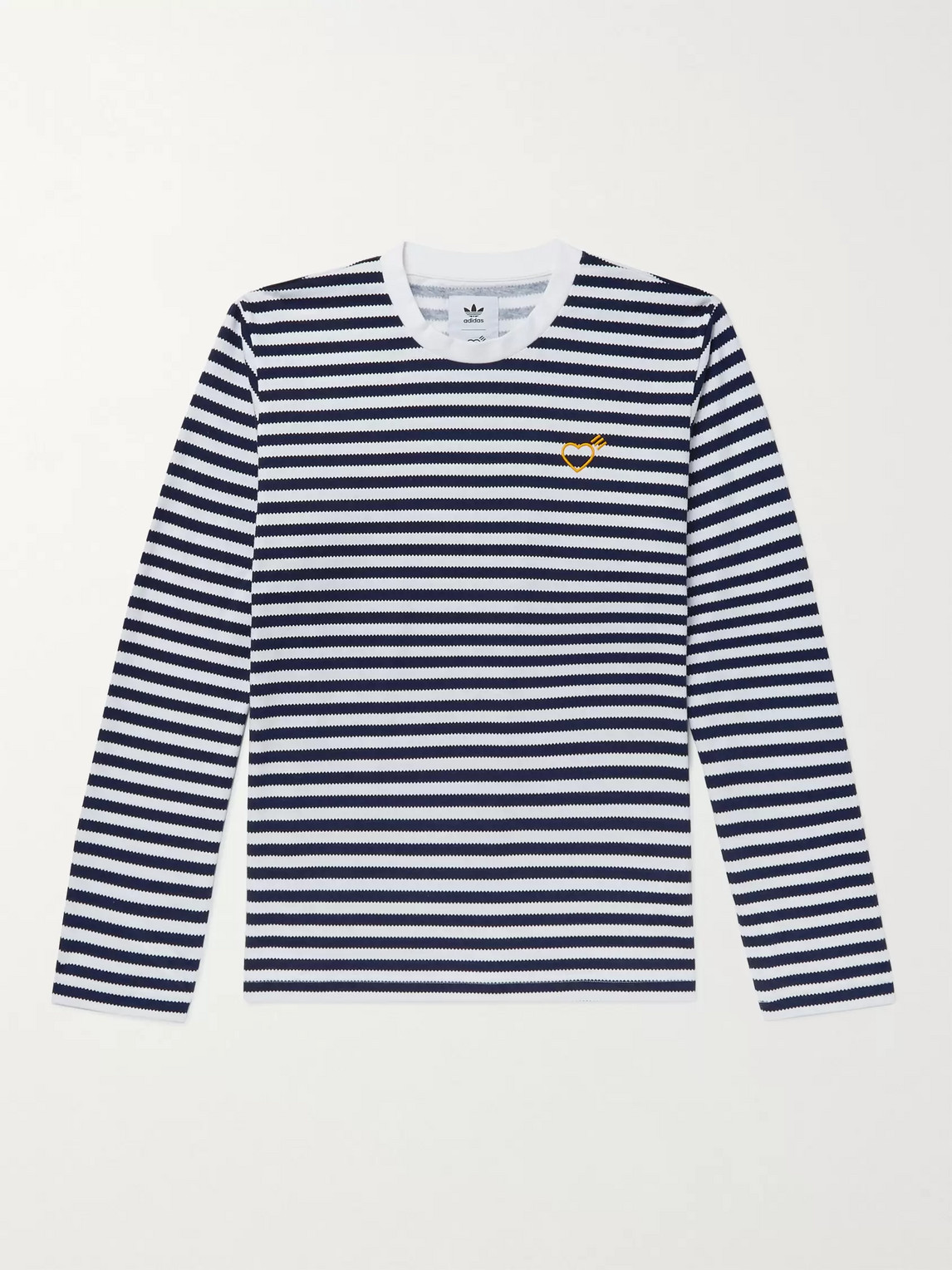Adidas Consortium Human Made Logo-embroidered Striped Cotton-jersey T-shirt In Blue