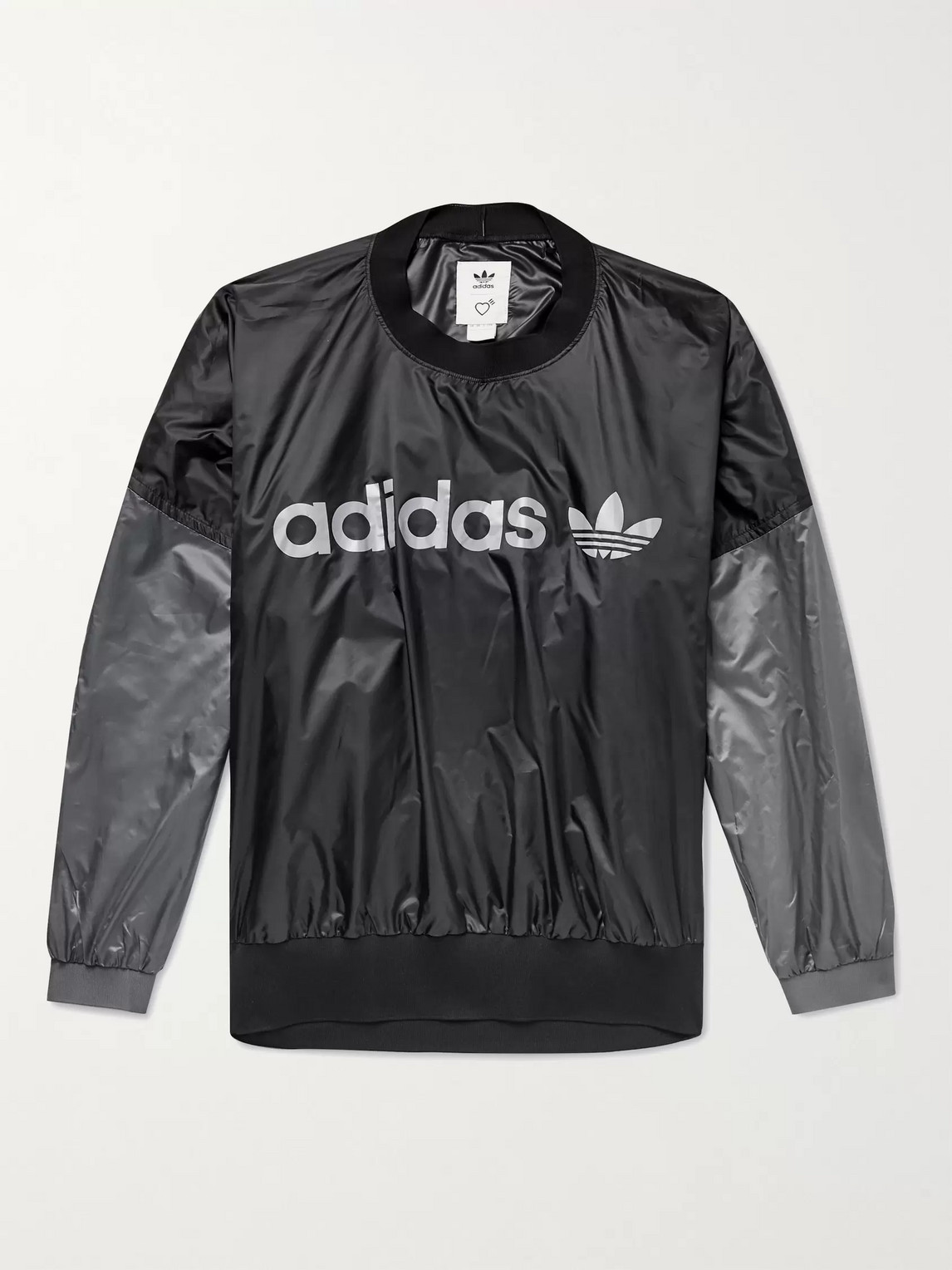 Adidas Consortium Human Made Logo-print Colour-block Shell Sweatshirt In Black