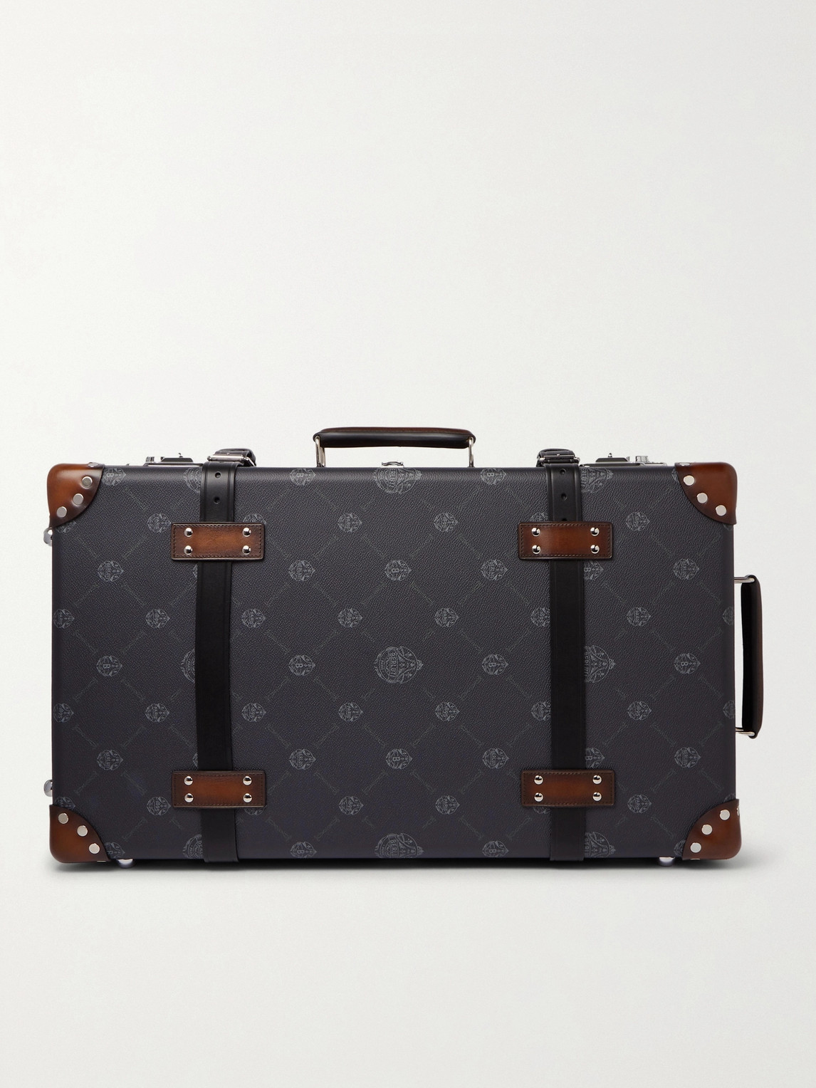 Berluti Globe-trotter Venezia Leather-trimmed Logo-print Virée Canvas Suitcase In Black