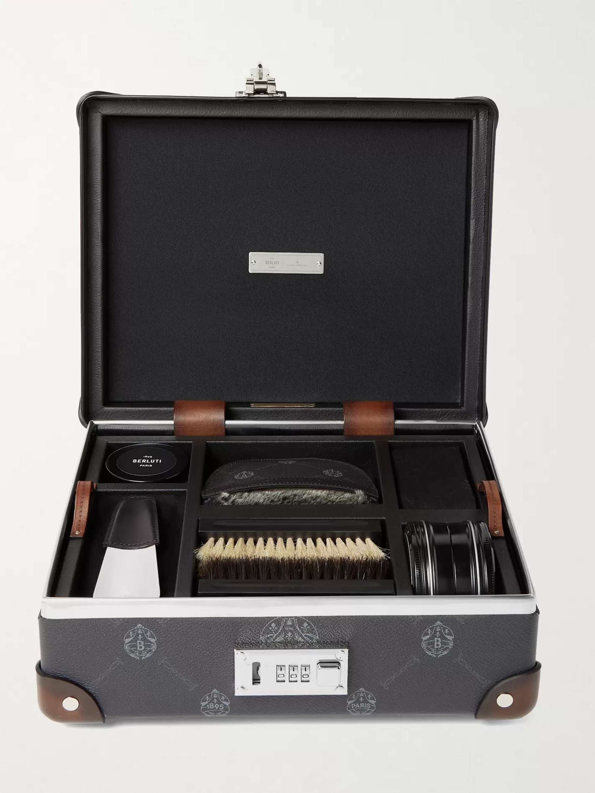 BERLUTI + Globe-Trotter Shoe Repair Kit with Venezia Leather-Trimmed Virée Canvas Case