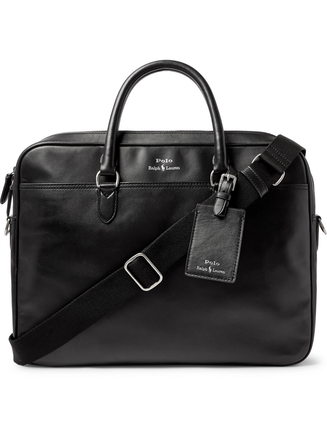 Polo Ralph Lauren Leather Briefcase In Black