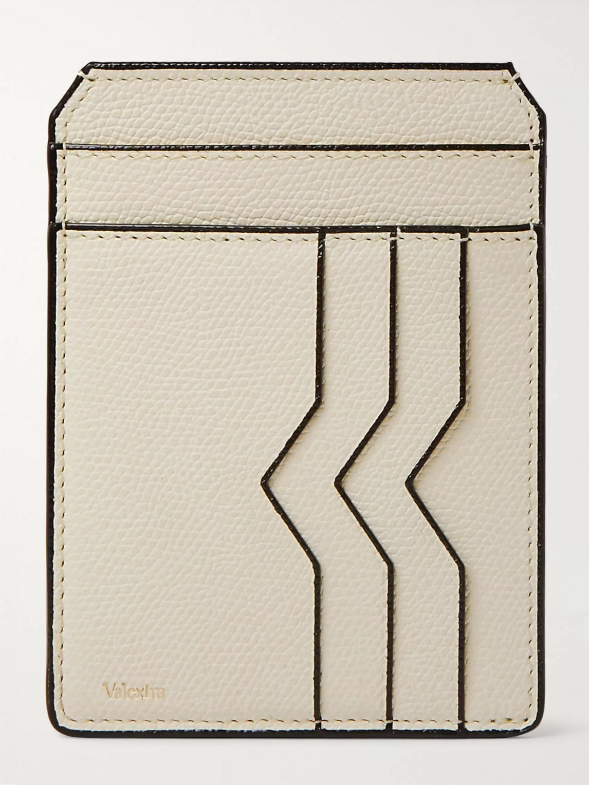 Valextra Pebble-grain Leather Cardholder In Neutrals