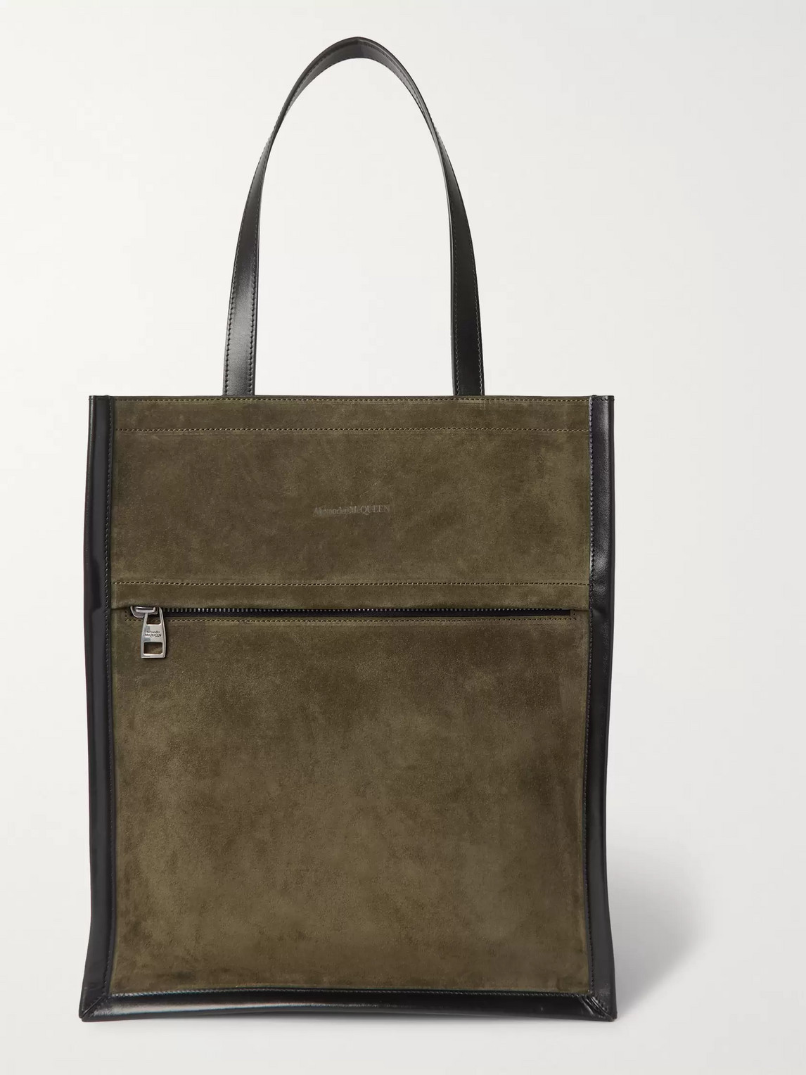 ALEXANDER MCQUEEN LEATHER-TRIMMED SUEDE TOTE BAG