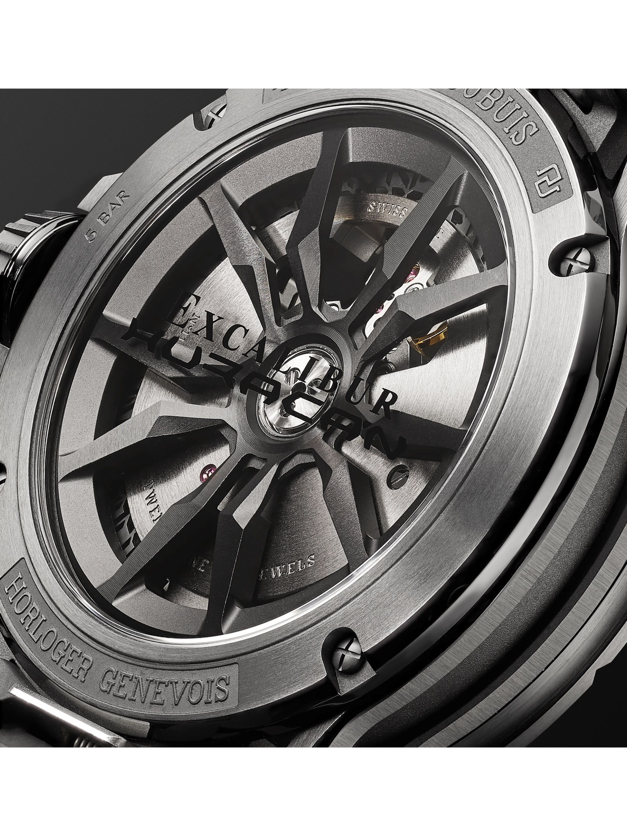 ROGER DUBUIS Excalibur Spider Huracán Black DLC Automatic 45mm Titanium and Rubber Watch, Ref. No. RDDBEX0829