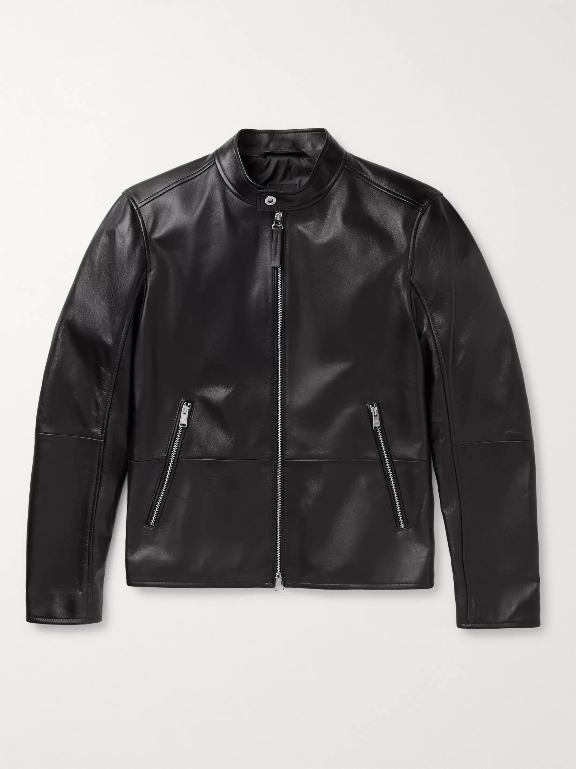 black leather jacket hugo boss
