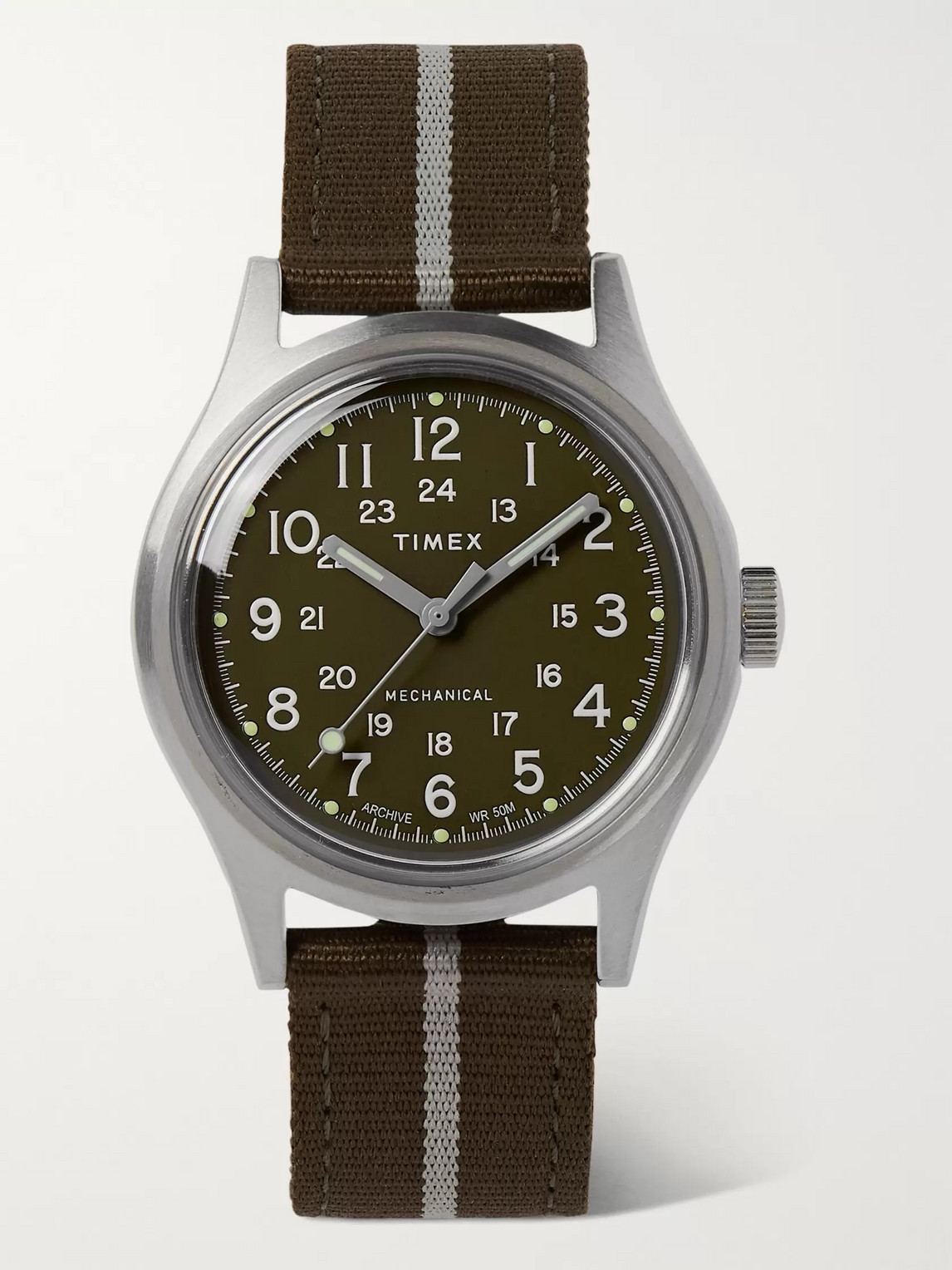 Timex Mk1 Hand-wound 36mm Stainless Steel And Striped Nato Watch In ...