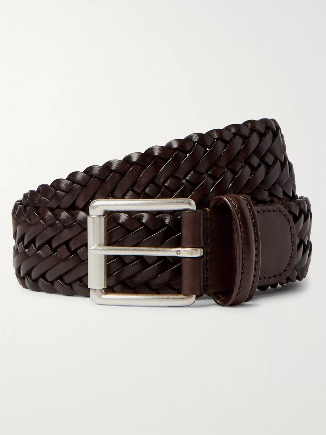Anderson's 3.5cm Brown Woven Leather Belt