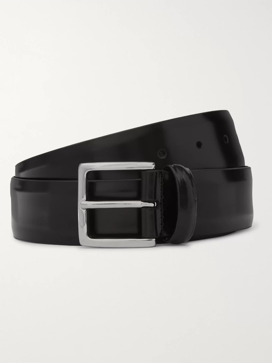 Anderson's 3.5cm Polished-leather Belt In Black