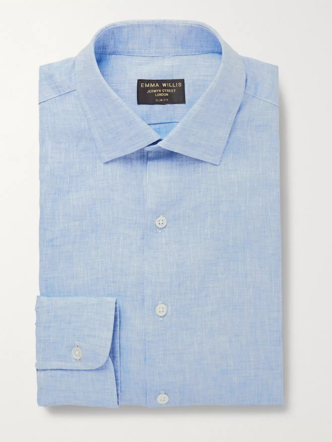 Emma Willis Slim-fit Linen Shirt In Blue