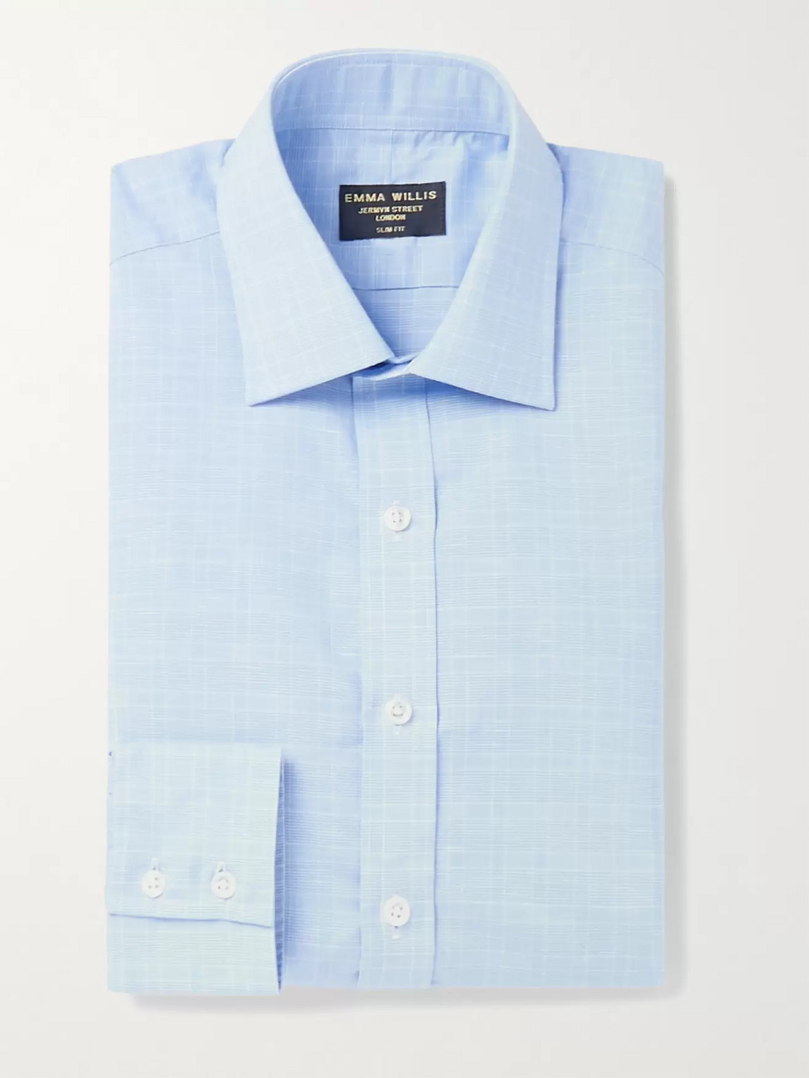 Emma Willis Prince Of Wales Checked Cotton Shirt In Blue