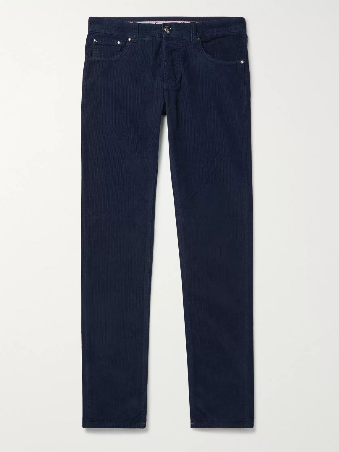 ISAIA SKINNY-FIT STRETCH COTTON-CORDUROY TROUSERS