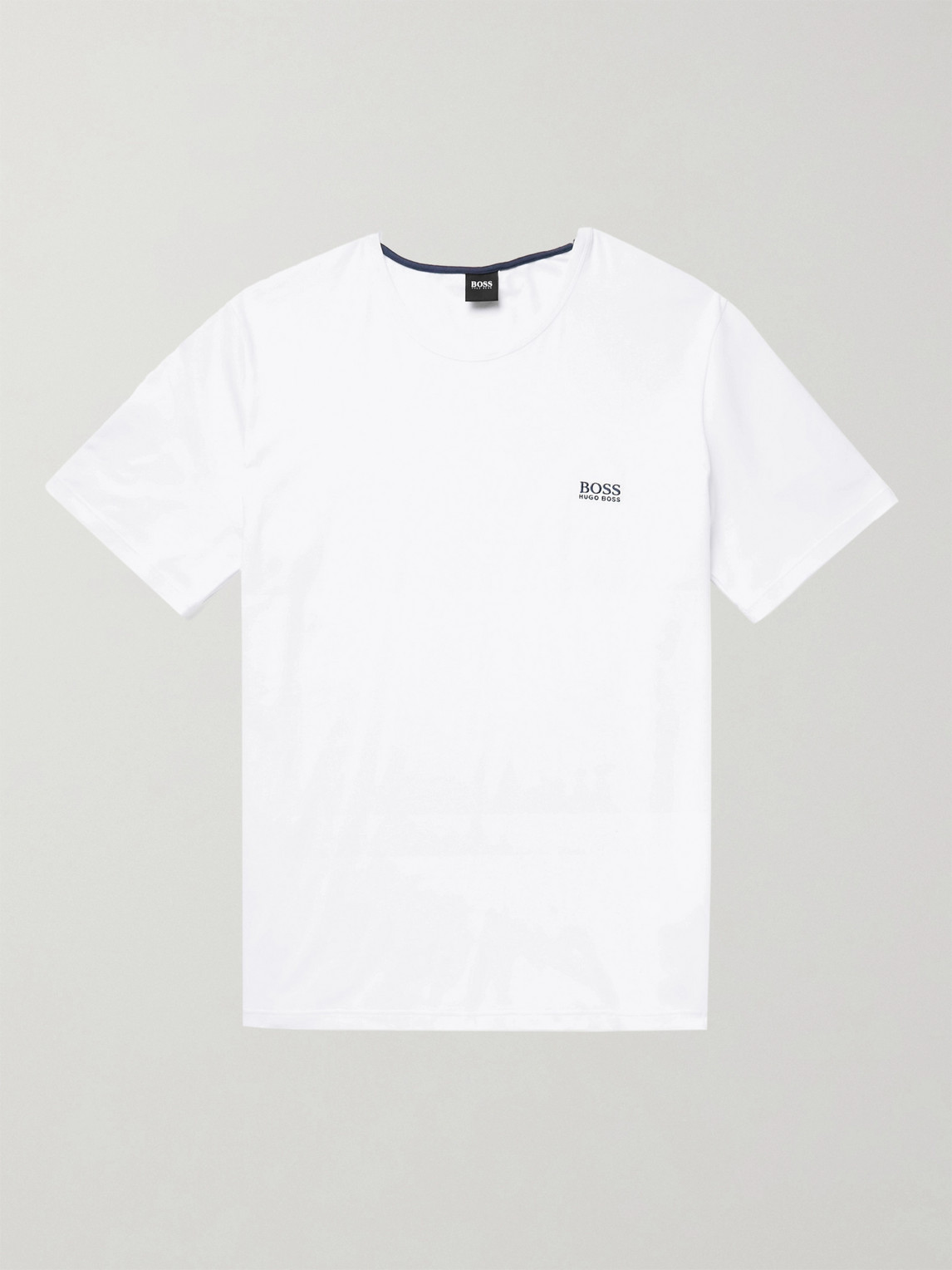 Hugo Boss Slim-fit Logo-embroidered Stretch-cotton Jersey T-shirt In White