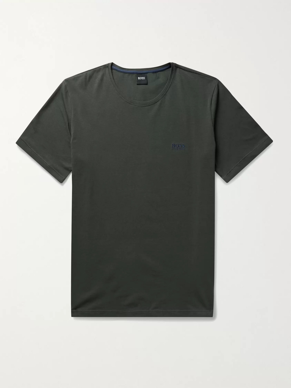 Hugo Boss Slim-fit Logo-embroidered Stretch-cotton Jersey T-shirt In Green