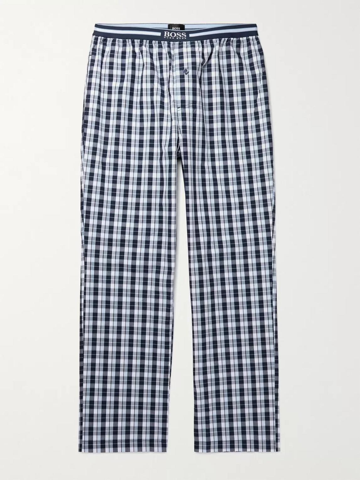 Hugo Boss Checked Cotton-poplin Pyjama Trousers In Blue