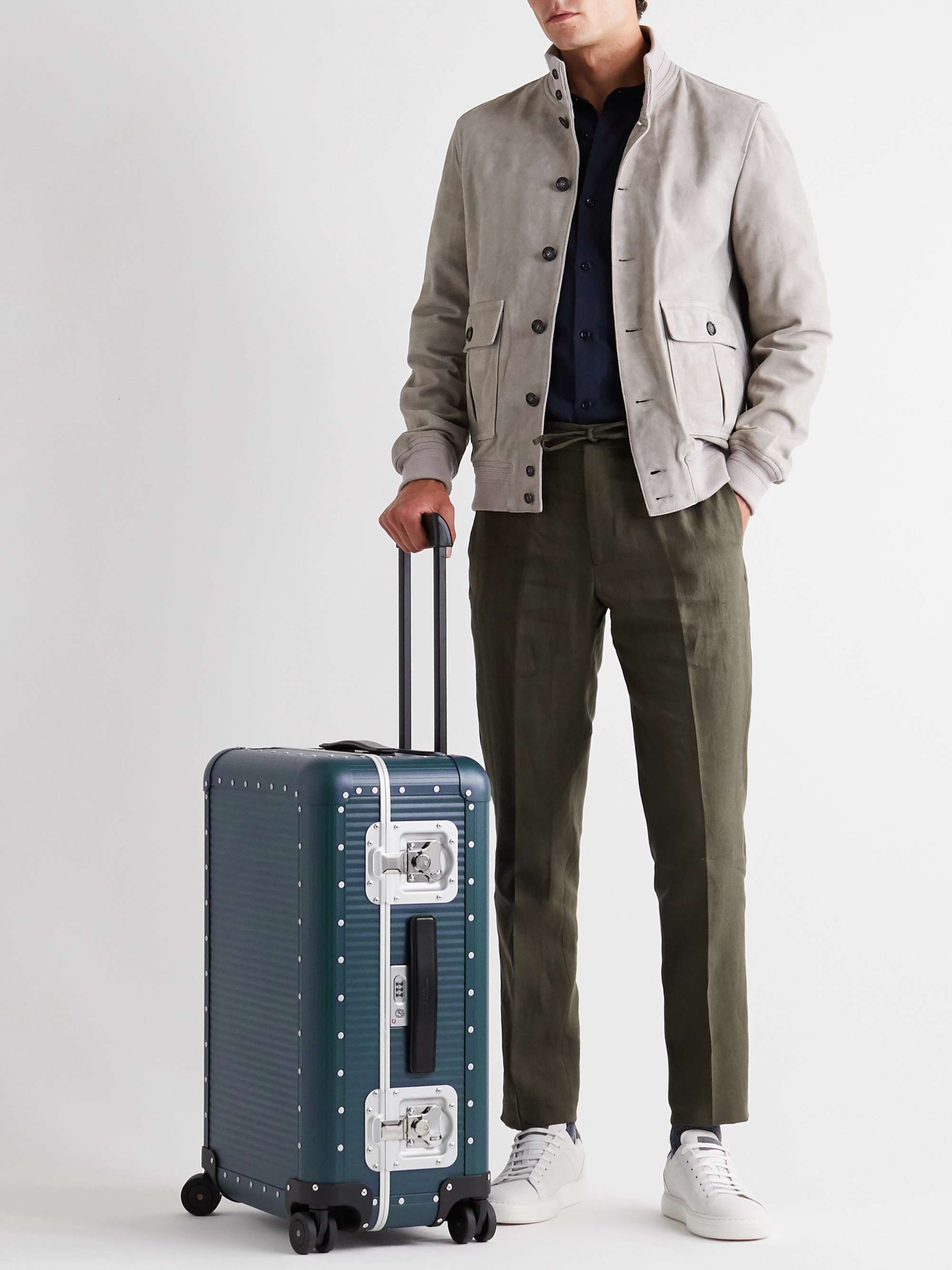 FPM MILANO Spinner 68cm Leather-Trimmed Aluminium Suitcase