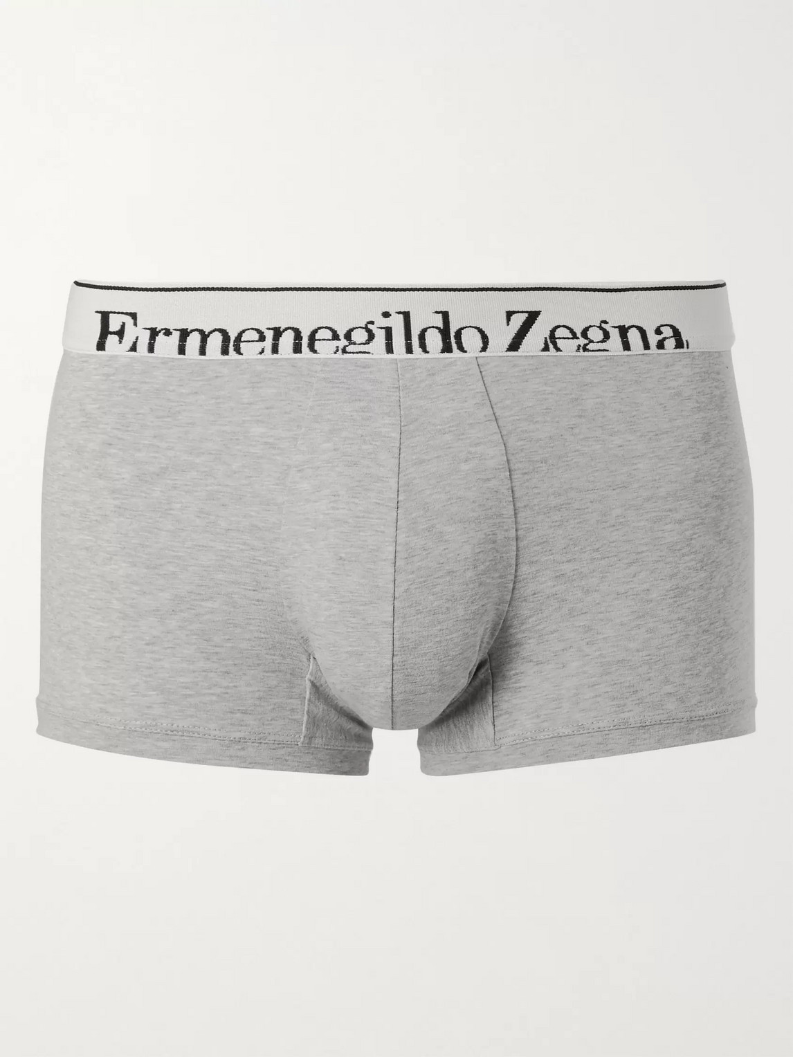 Ermenegildo Zegna Mélange Stretch-cotton Boxer Briefs In Grey