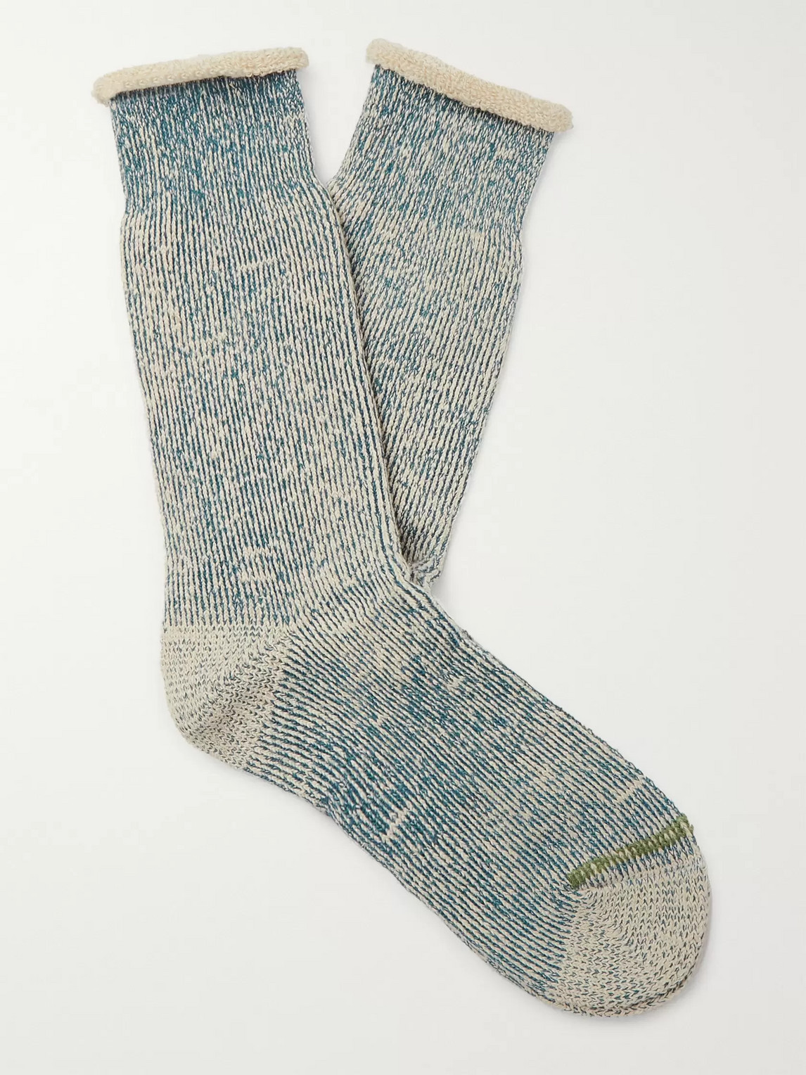 Anonymous Ism Mélange Hemp-blend Socks In Blue