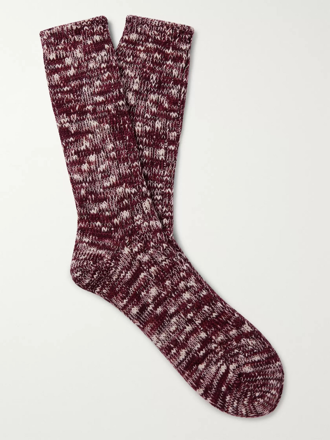 Anonymous Ism Mélange Cotton-blend Socks In Red