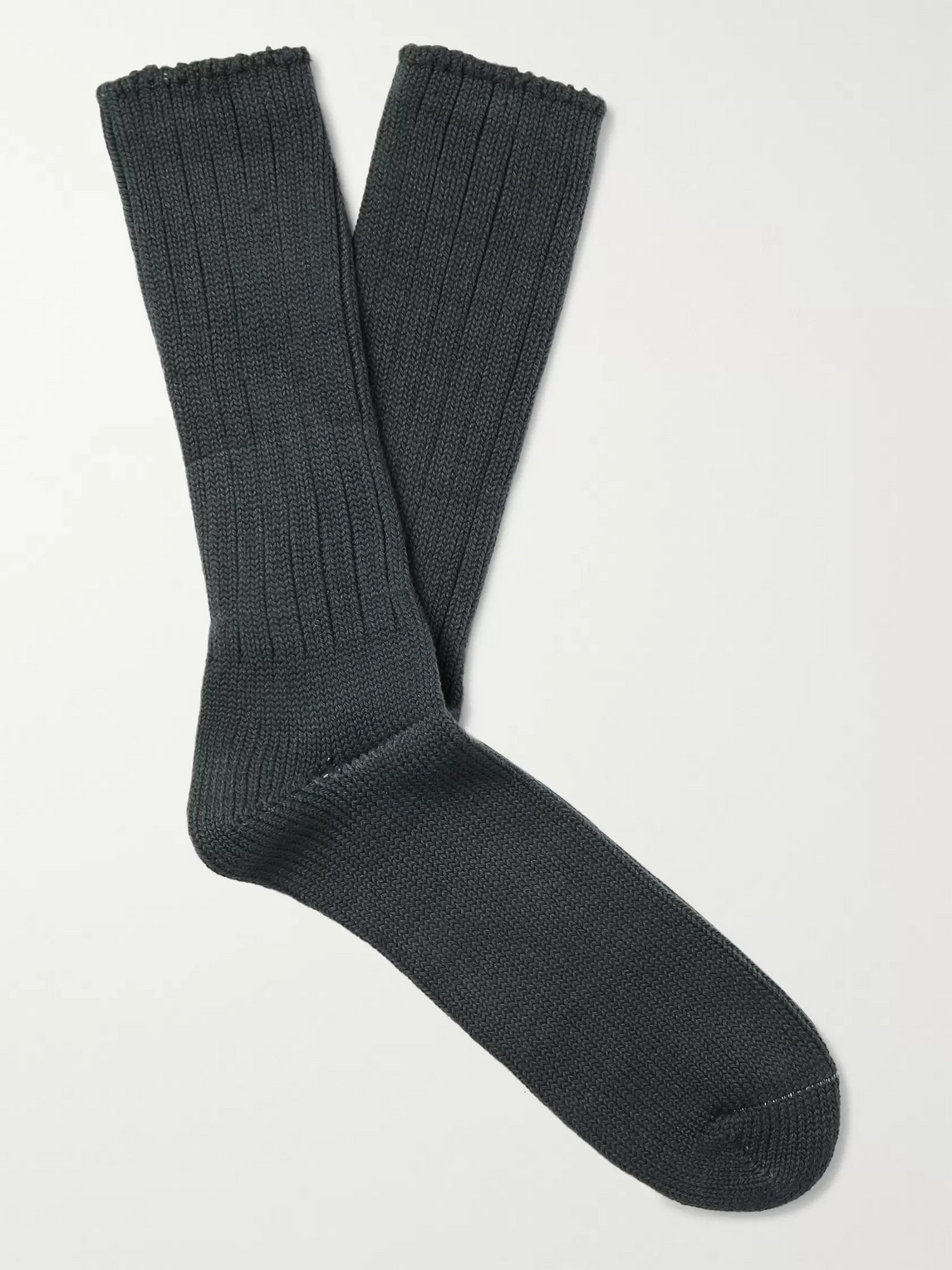 Anonymous Ism Ribbed Cotton-blend Socks In Grey