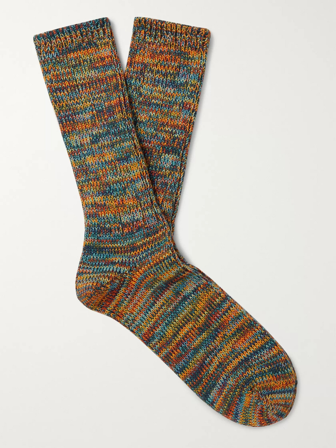 Anonymous Ism Mélange Cotton-blend Socks In Multi