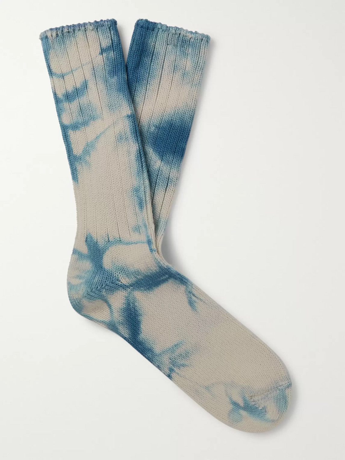 ANONYMOUS ISM RIBBED TIE-DYED COTTON-BLEND SOCKS