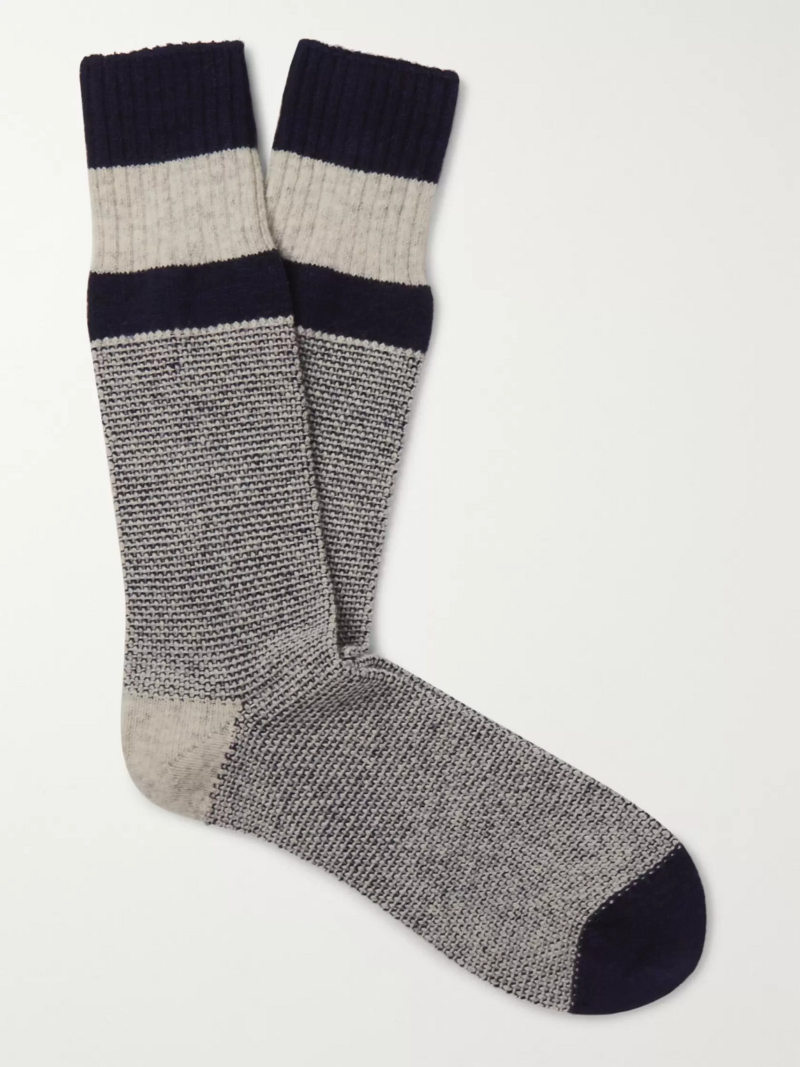 Anonymous Ism Striped Knitted Socks In Blue