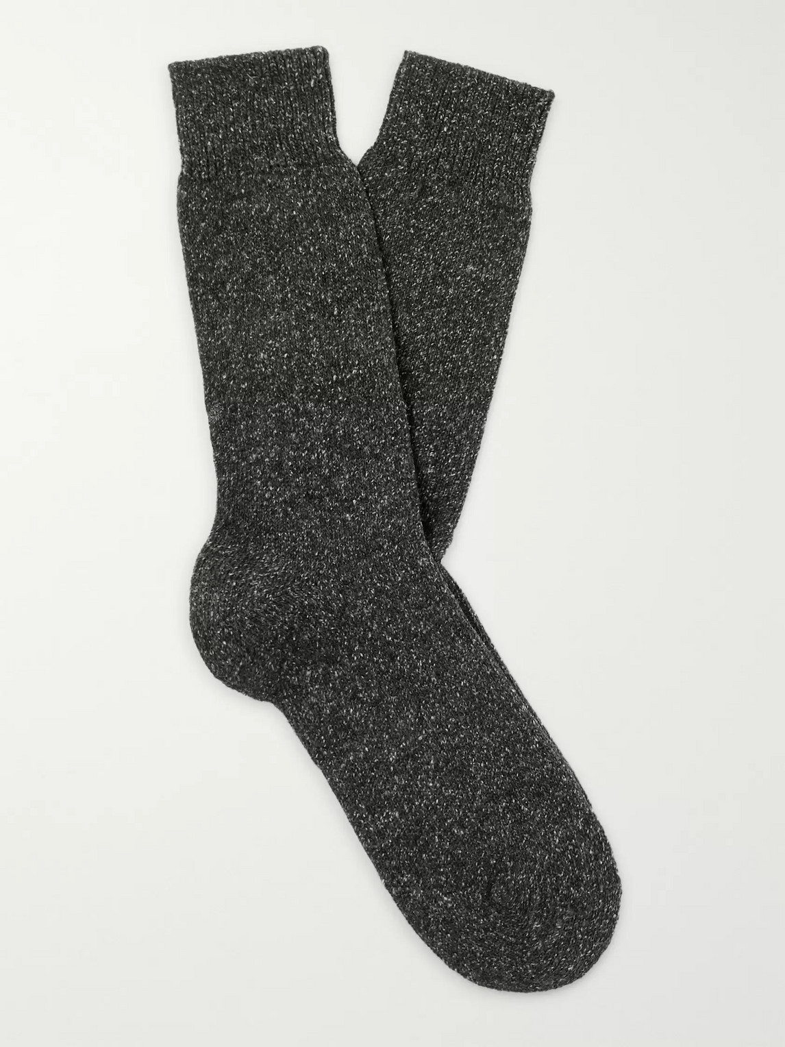 Anonymous Ism Mélange Knitted Socks In Grey