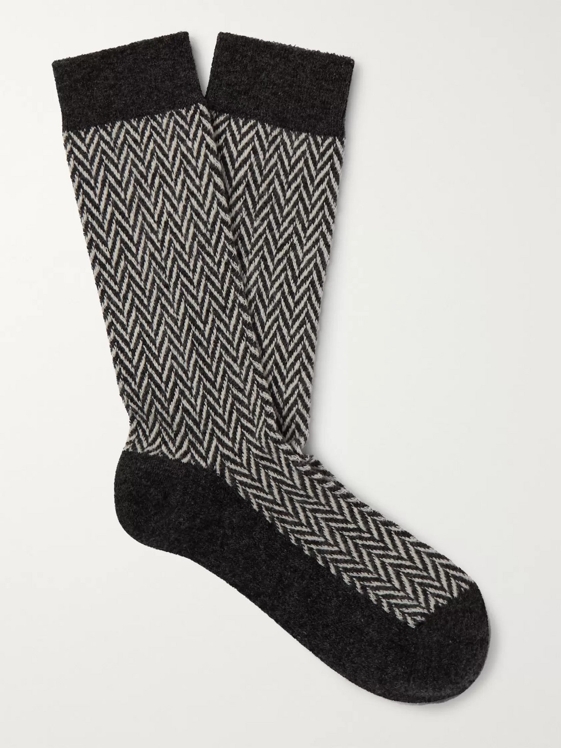 Anonymous Ism Herringbone Knitted Socks In Gray