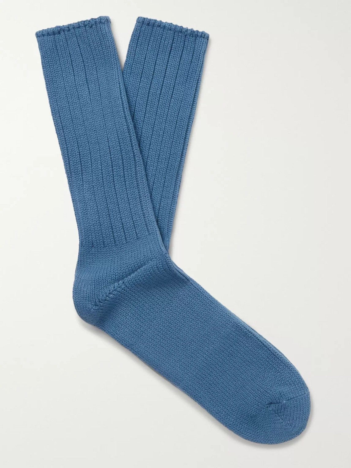 Anonymous Ism Ribbed Cotton-blend Socks In Blue