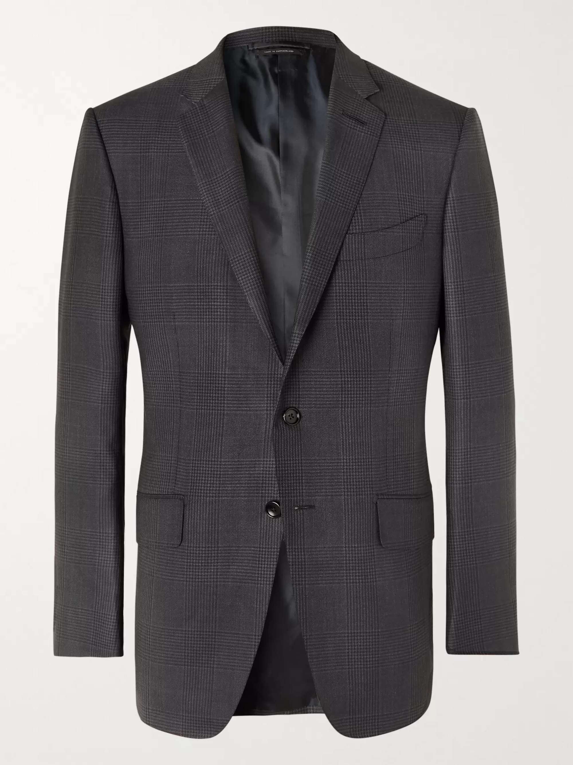 TOM FORD Shelton Slim-Fit Prince of Wales Checked Wool and Silk-Blend Suit Jacket