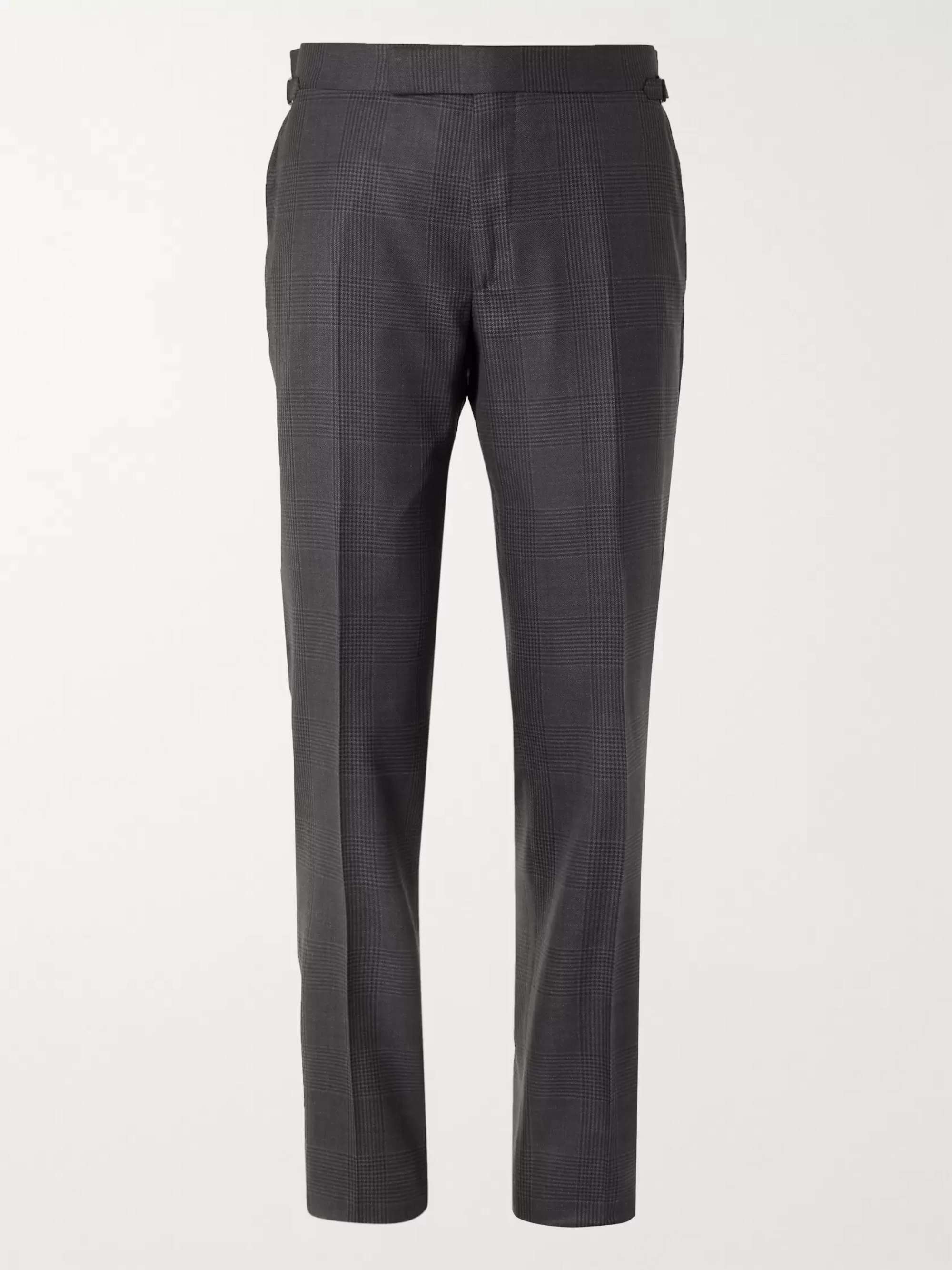 TOM FORD Slim-Fit Prince of Wales Checked Wool and Silk-Blend Suit Trousers