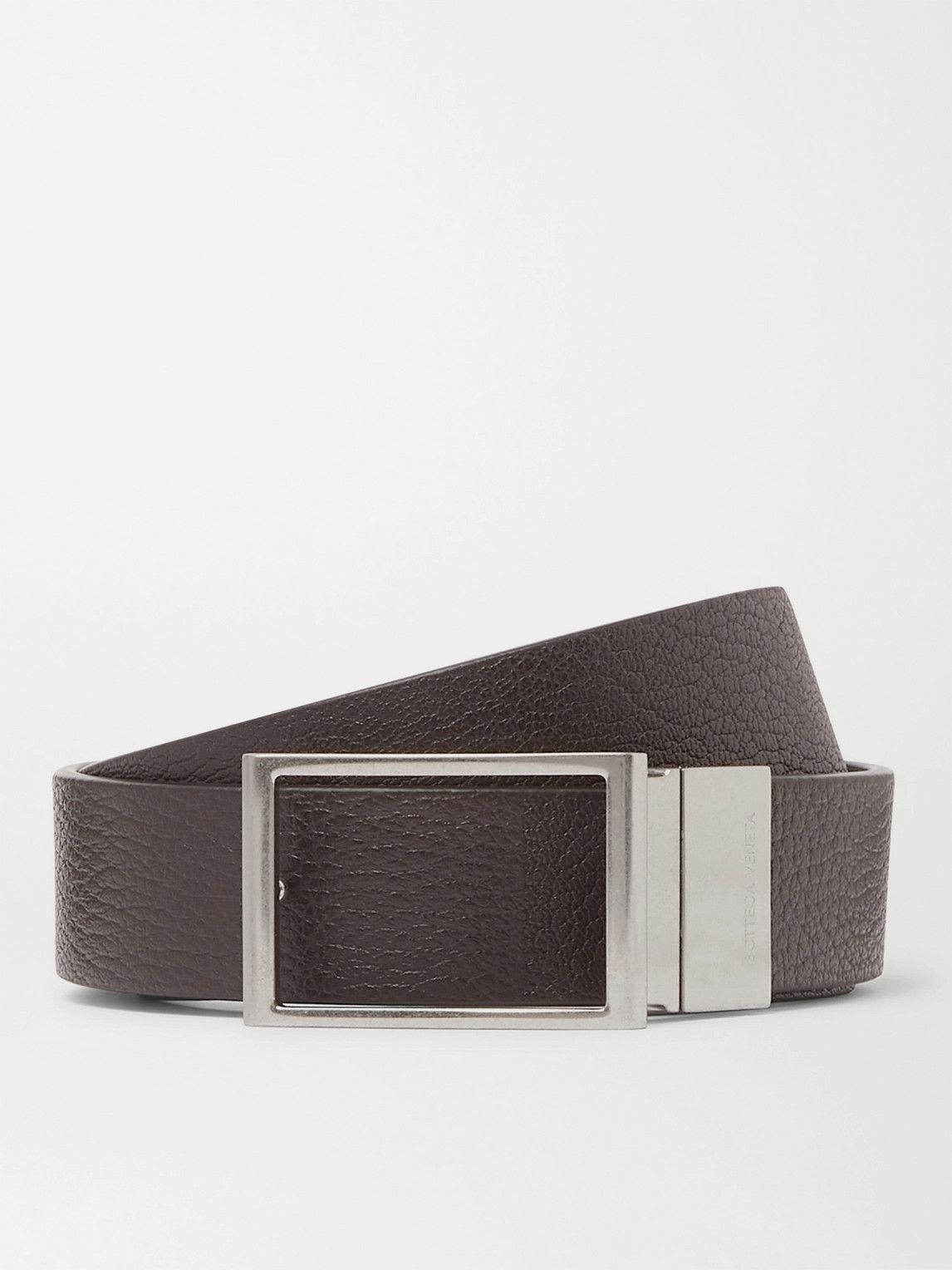 Bottega Veneta 3cm Reversible Textured-leather Belt In Brown