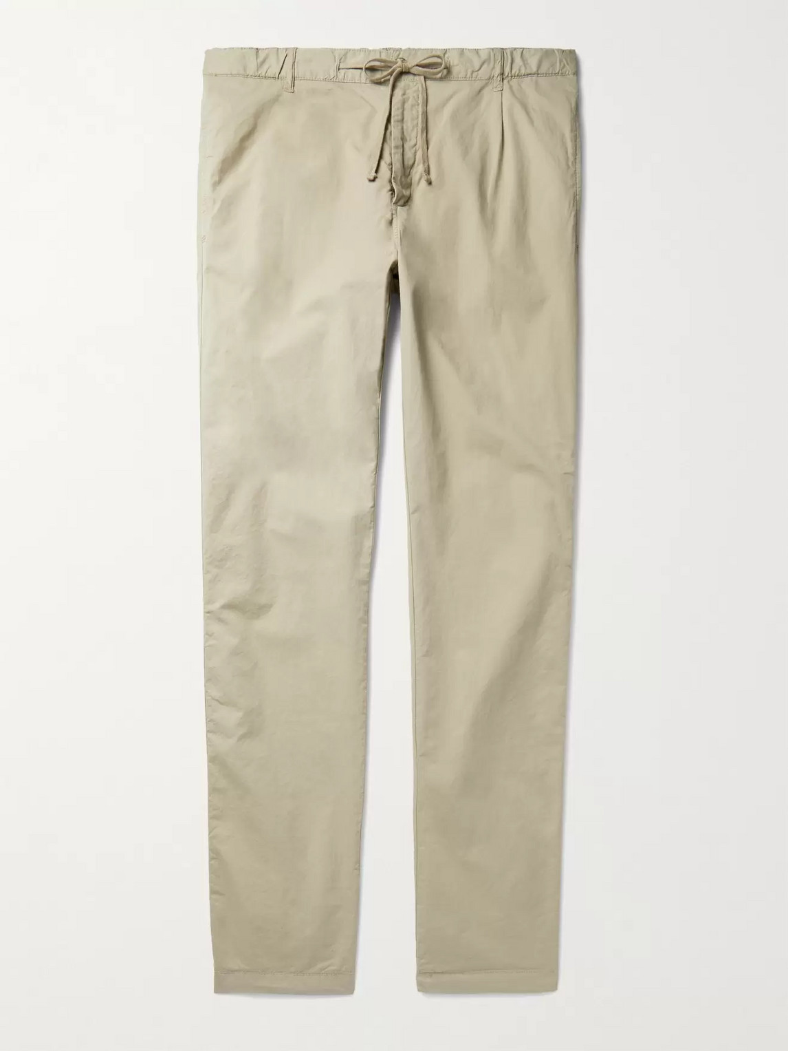 Hartford Tanker Slim-fit Tapered Pleated Cotton Drawstring Trousers In Neutrals