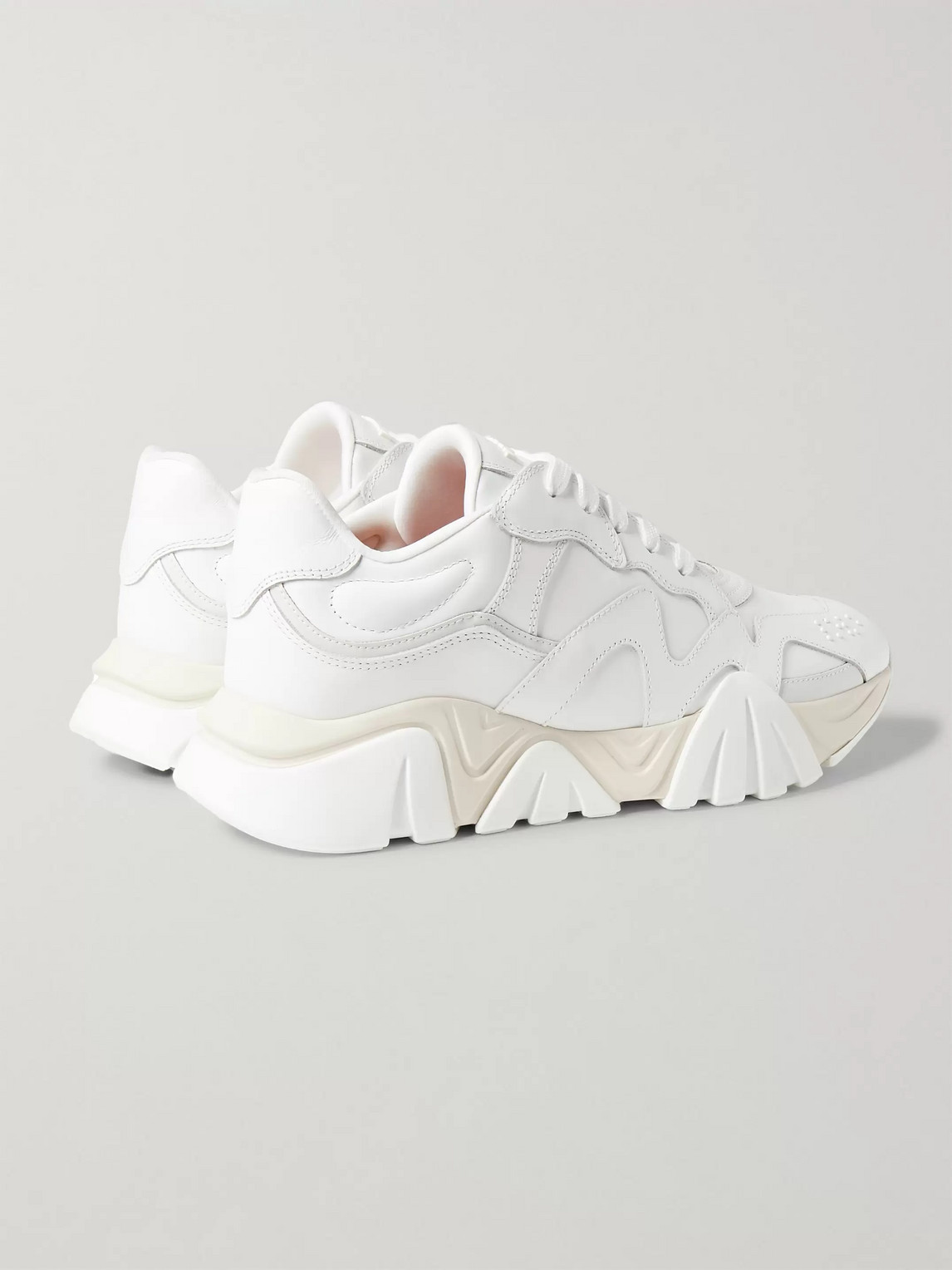 Shop Versace Squalo Leather Sneakers In White