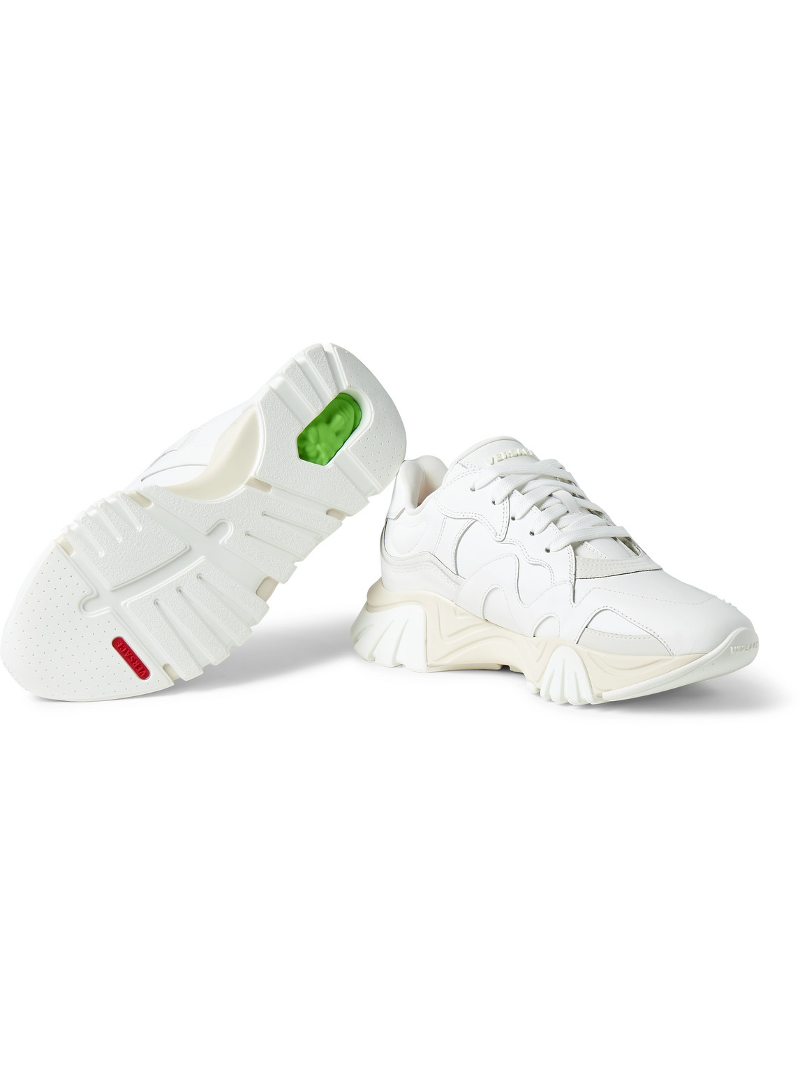 Shop Versace Squalo Leather Sneakers In White