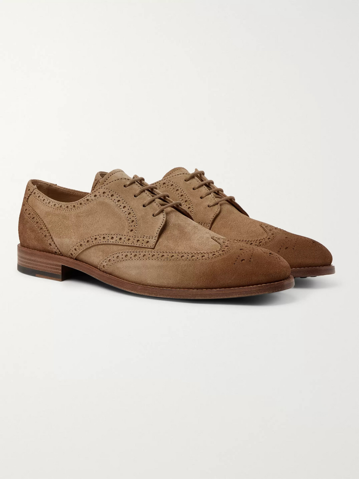 Tod's Gommino Burnished-suede Brogues In Brown
