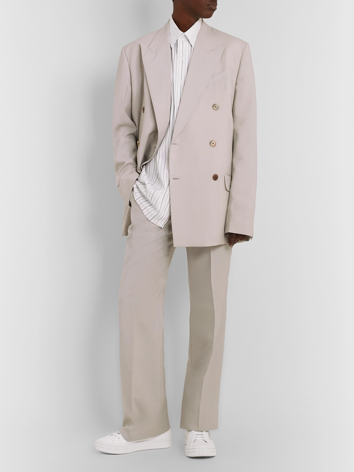 Givenchy Wide-leg Pleated Wool Suit Trousers In Gray