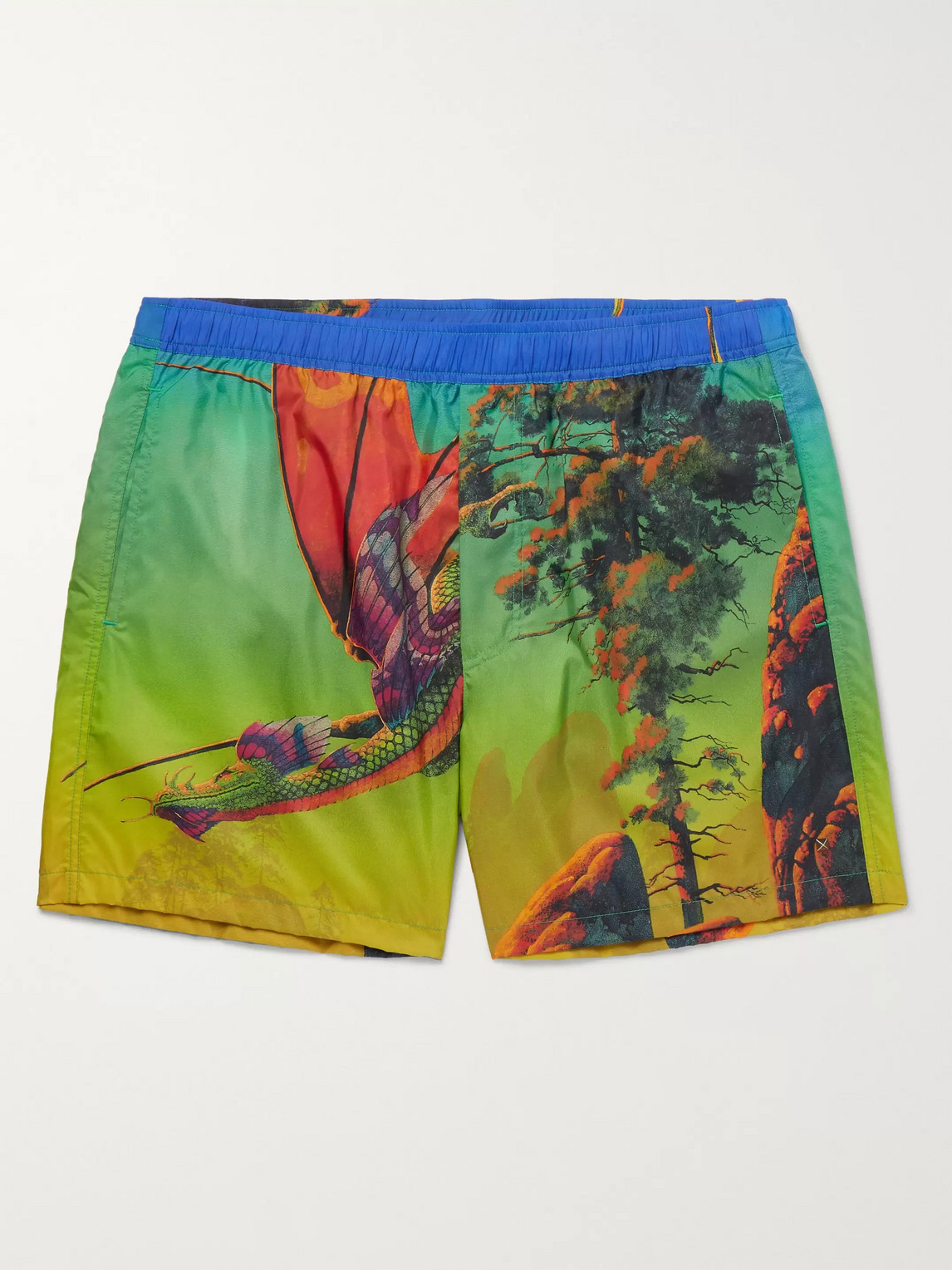 Valentino Mid-length Printed Swim Shorts In Green