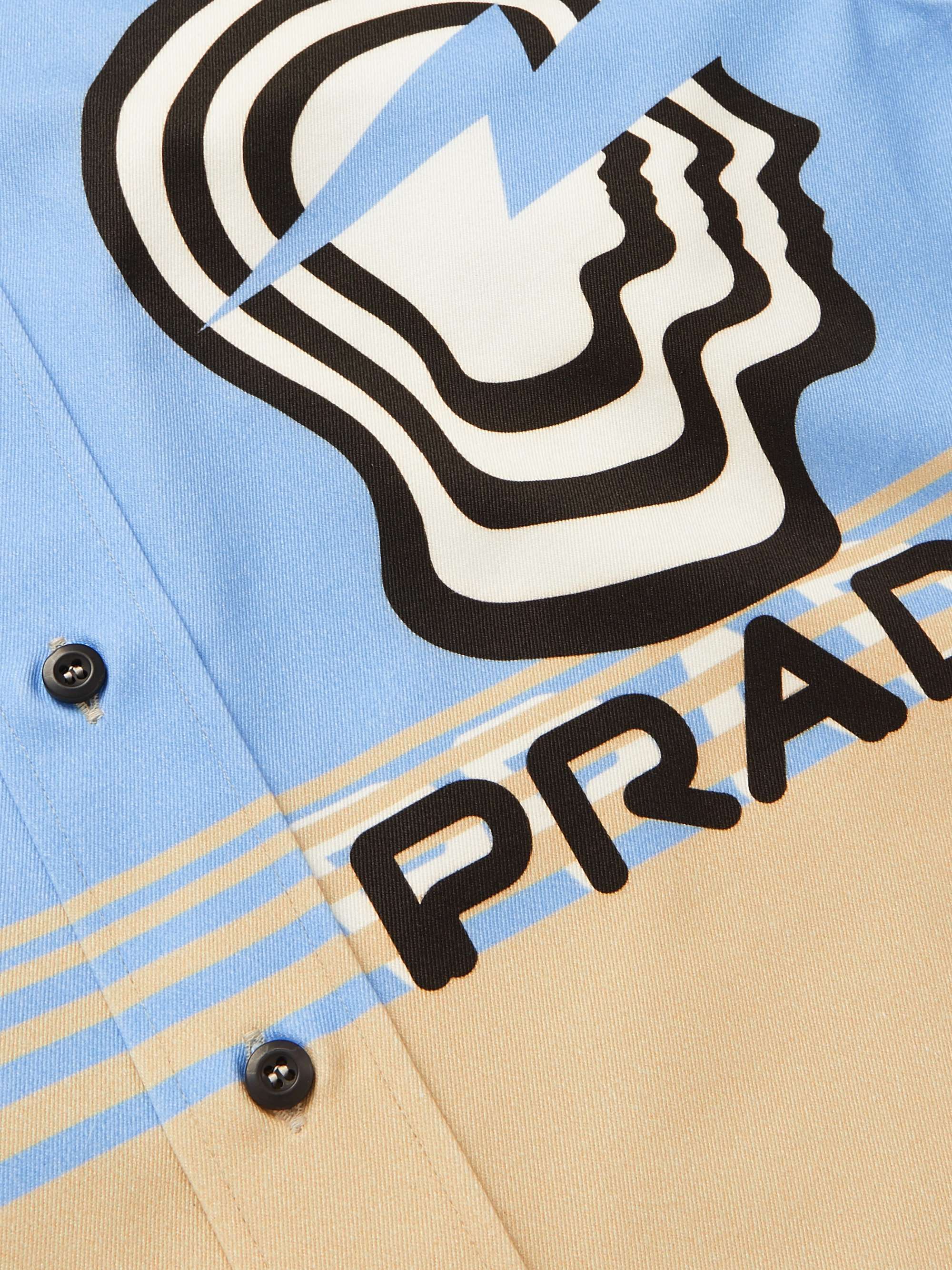 PRADA Button-Down Collar Printed Cotton-Twill Shirt
