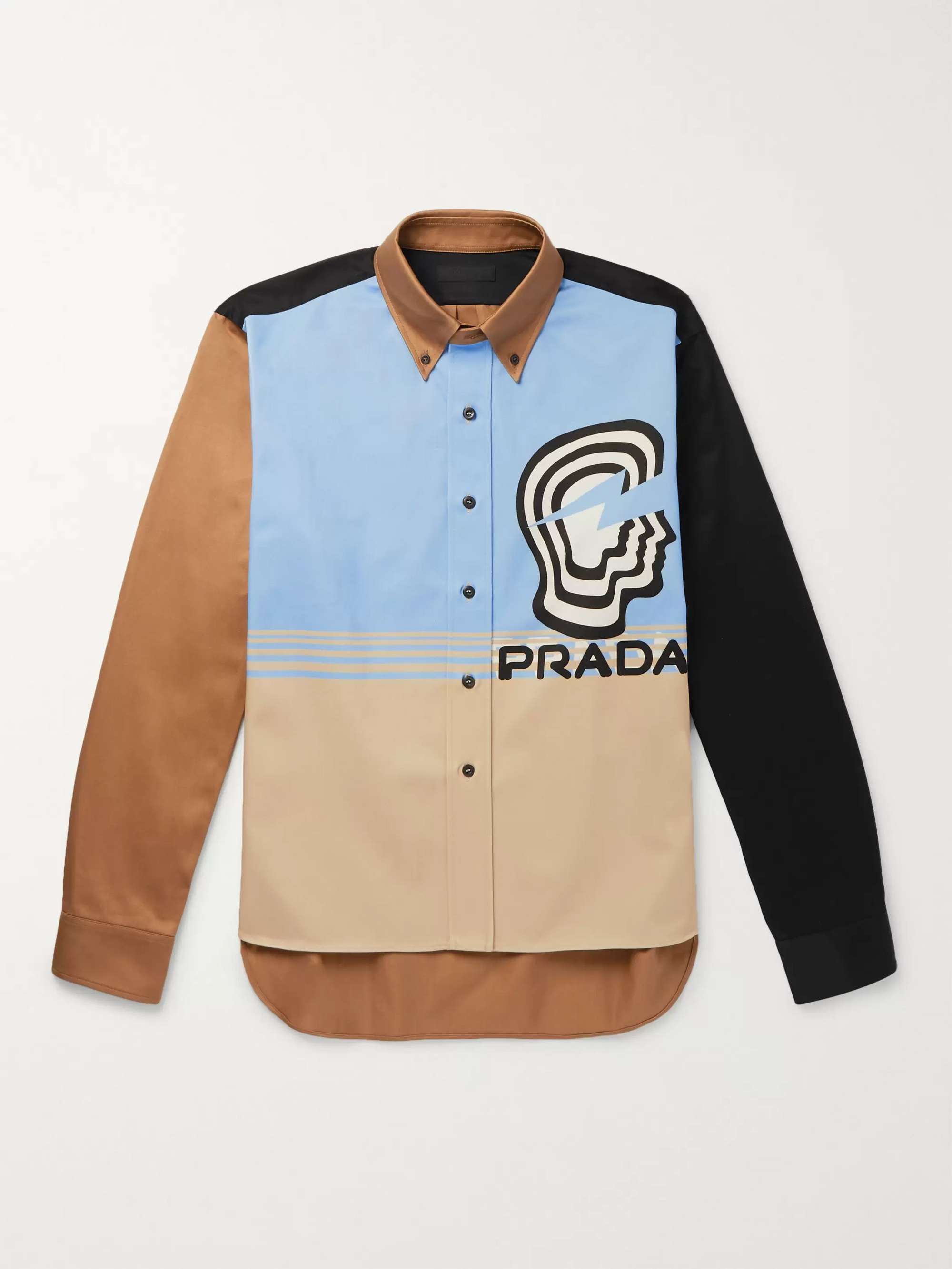 PRADA Button-Down Collar Printed Cotton-Twill Shirt