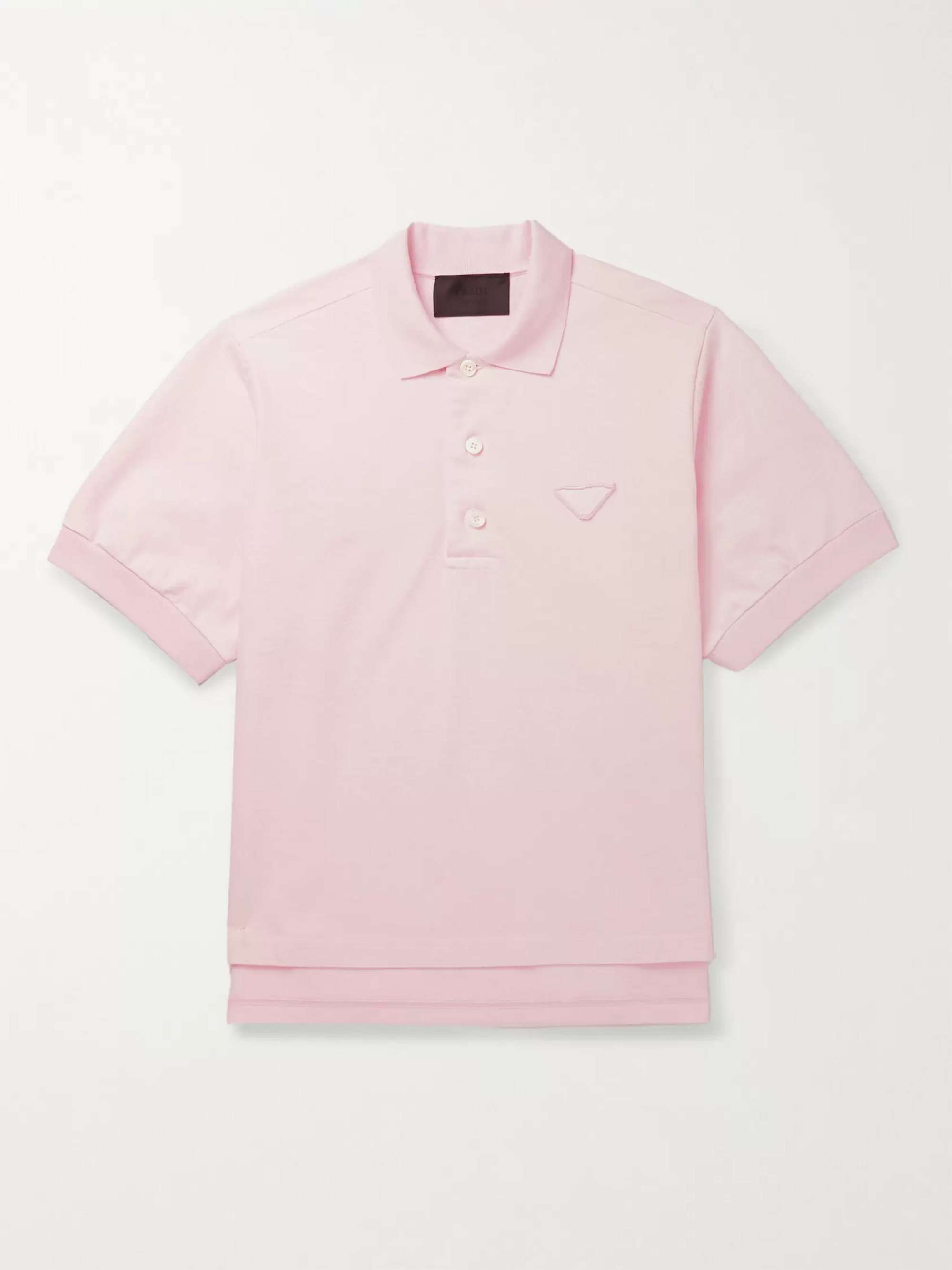 PRADA * Logo-Appliquéd Cotton-Jersey Polo Shirt