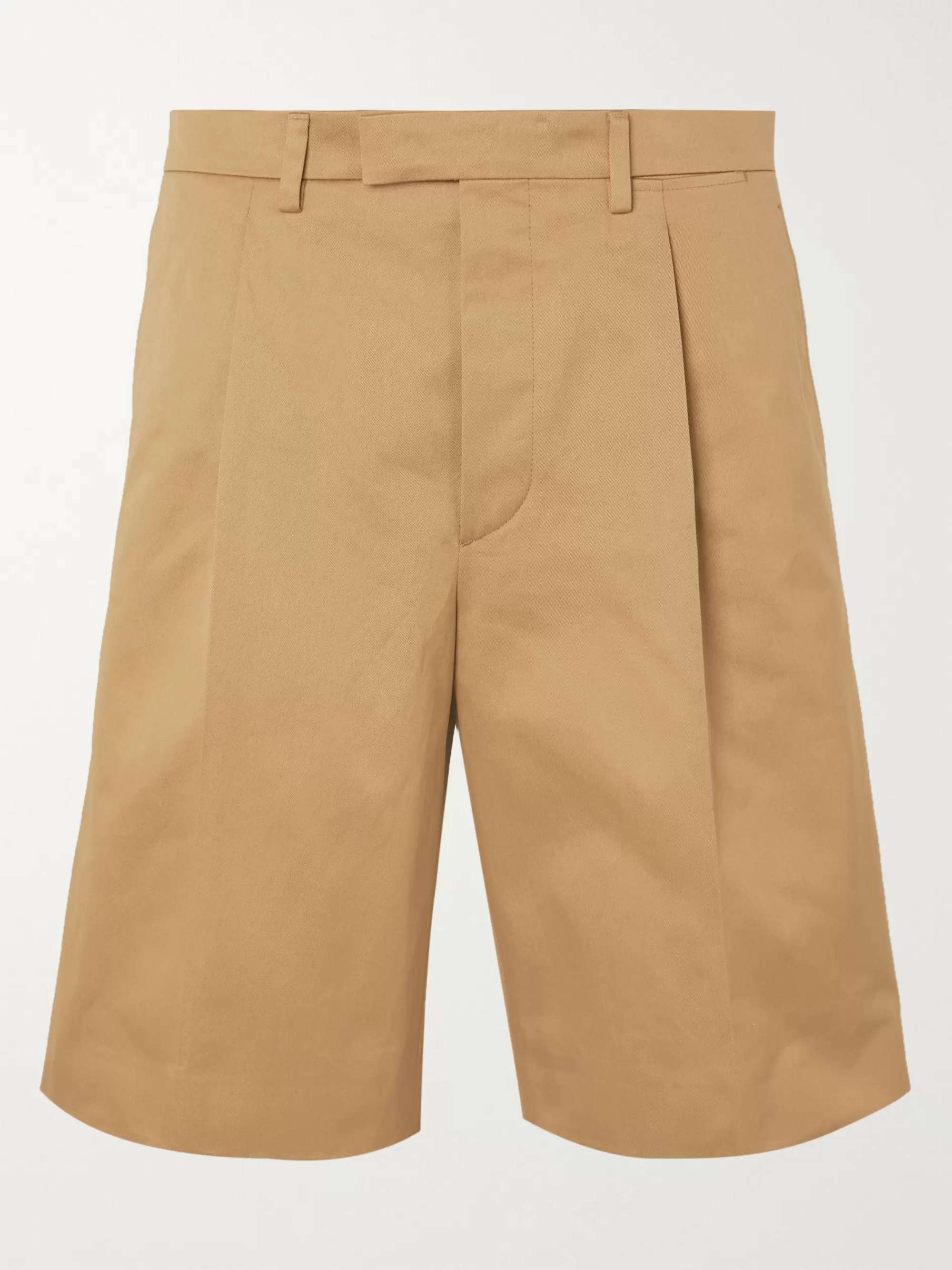PRADA Pleated Cotton-Twill Shorts