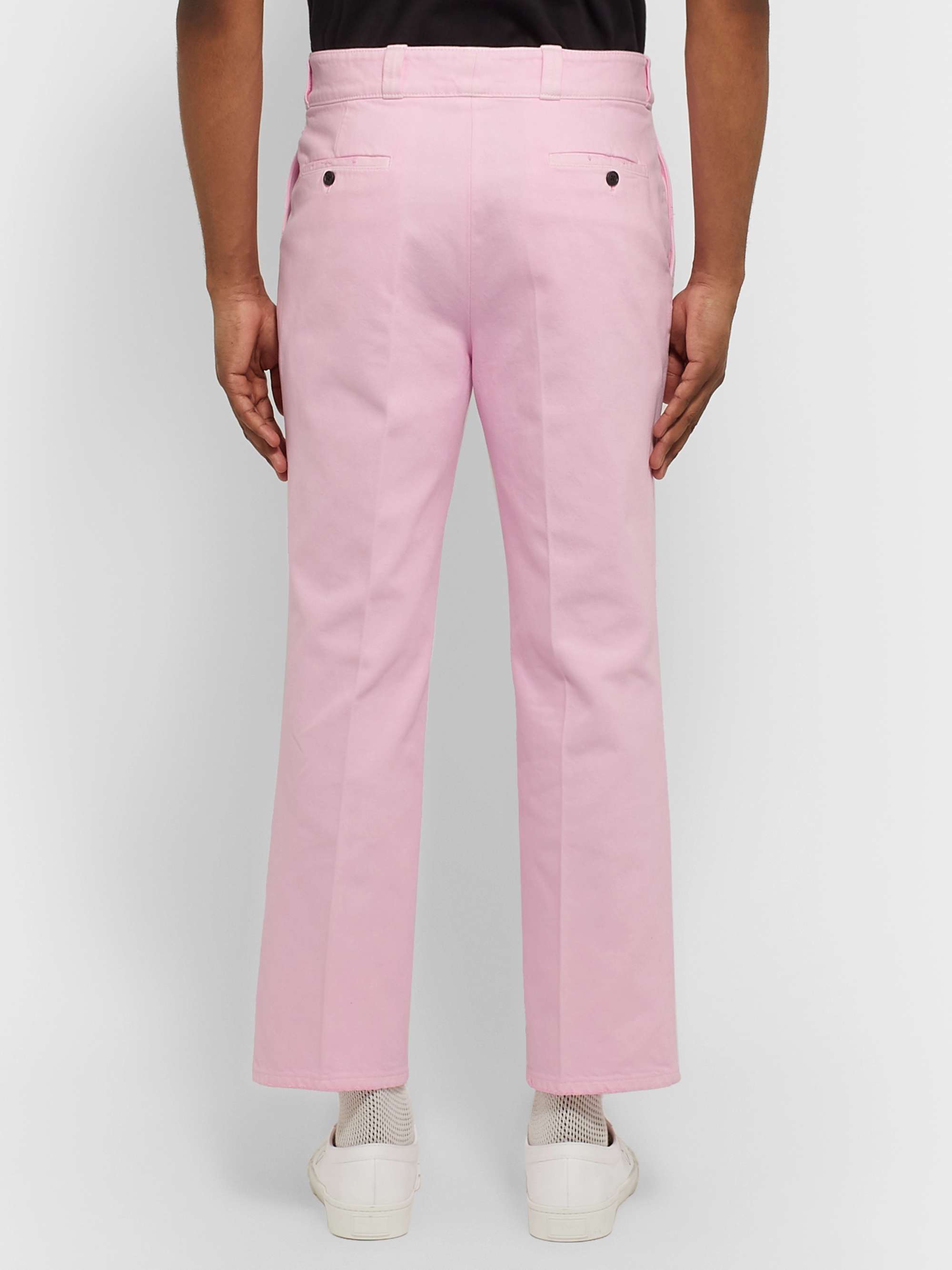 PRADA Cropped Pleated Cotton-Twill Trousers