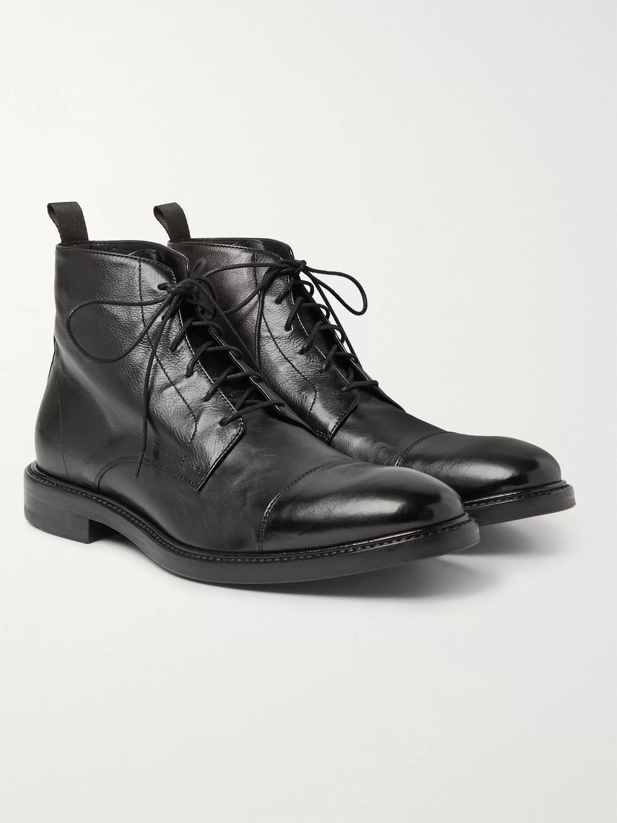 Black Jarman Cap-Toe Leather Boots 