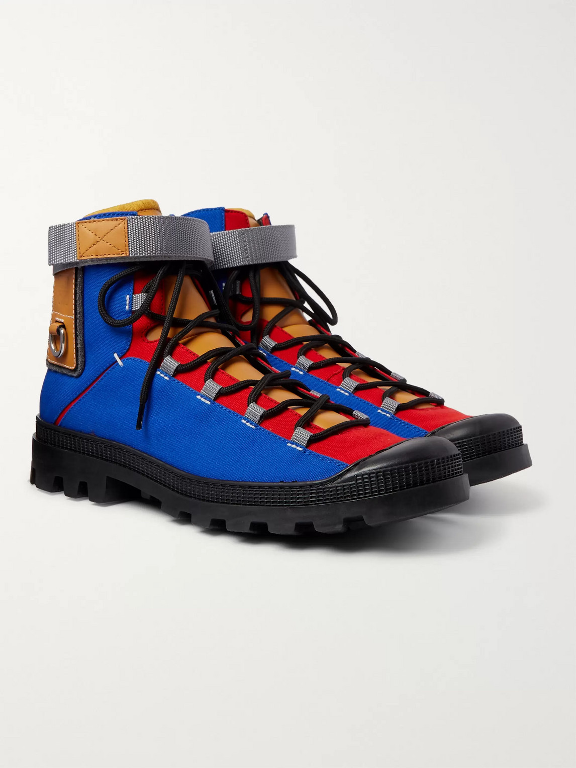 LOEWE EYE/LOEWE/NATURE LEATHER-TRIMMED CANVAS BOOTS