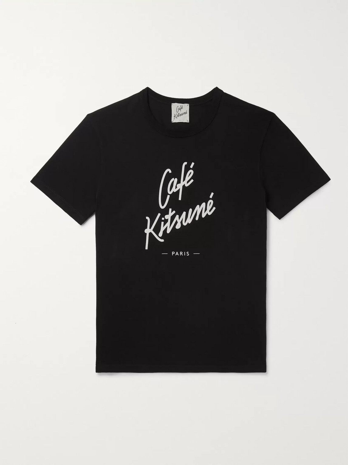 Café Kitsuné Slim-fit Logo-print Cotton-jersey T-shirt In Black