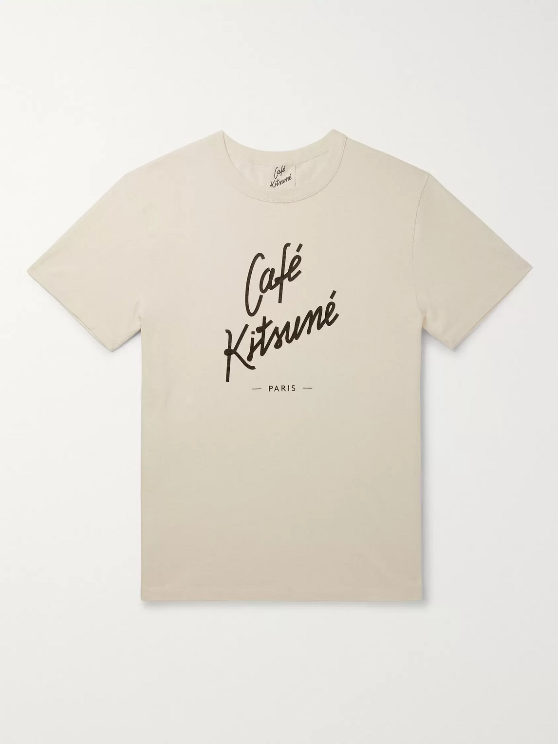 Café Kitsuné Slim-fit Logo-print Cotton-jersey T-shirt In Neutrals