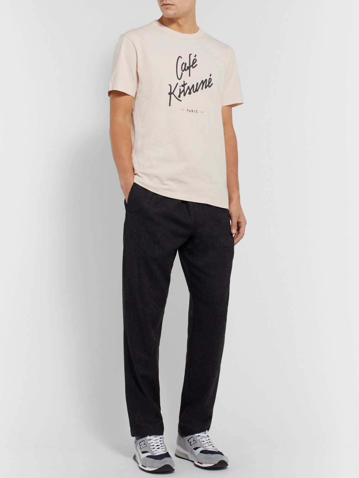 Café Kitsuné Slim-fit Logo-print Cotton-jersey T-shirt In Neutrals
