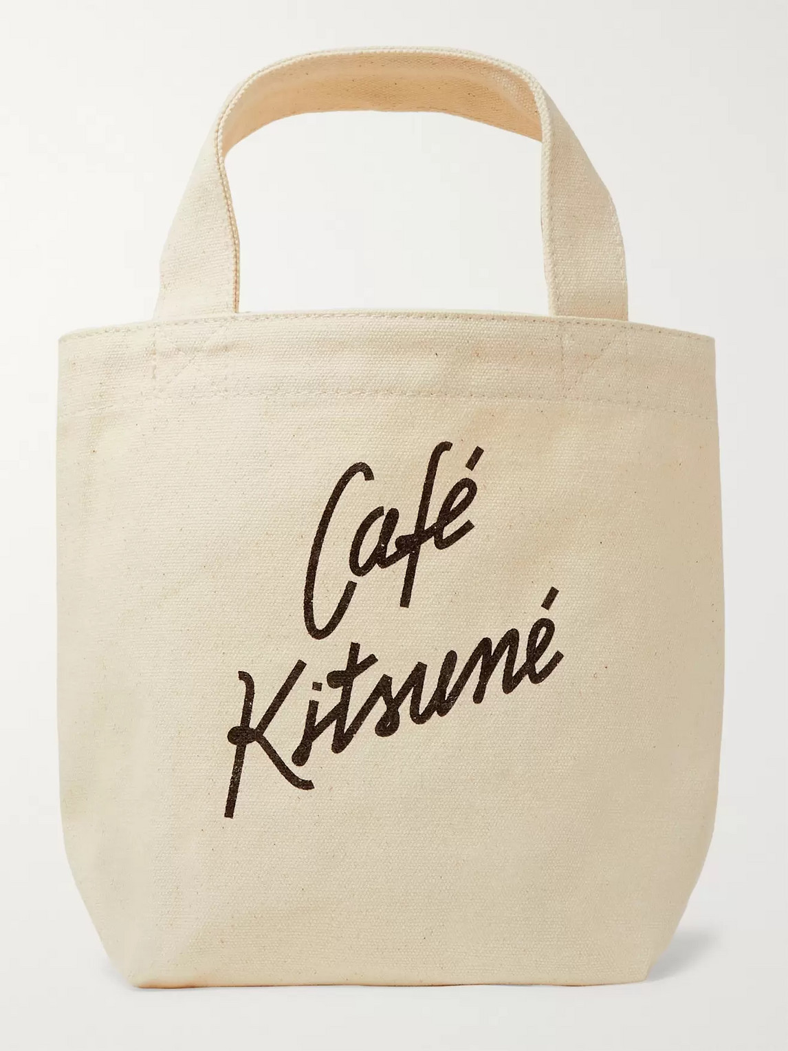 Café Kitsuné Small Logo-print Cotton-canvas Tote Bag In Neutrals